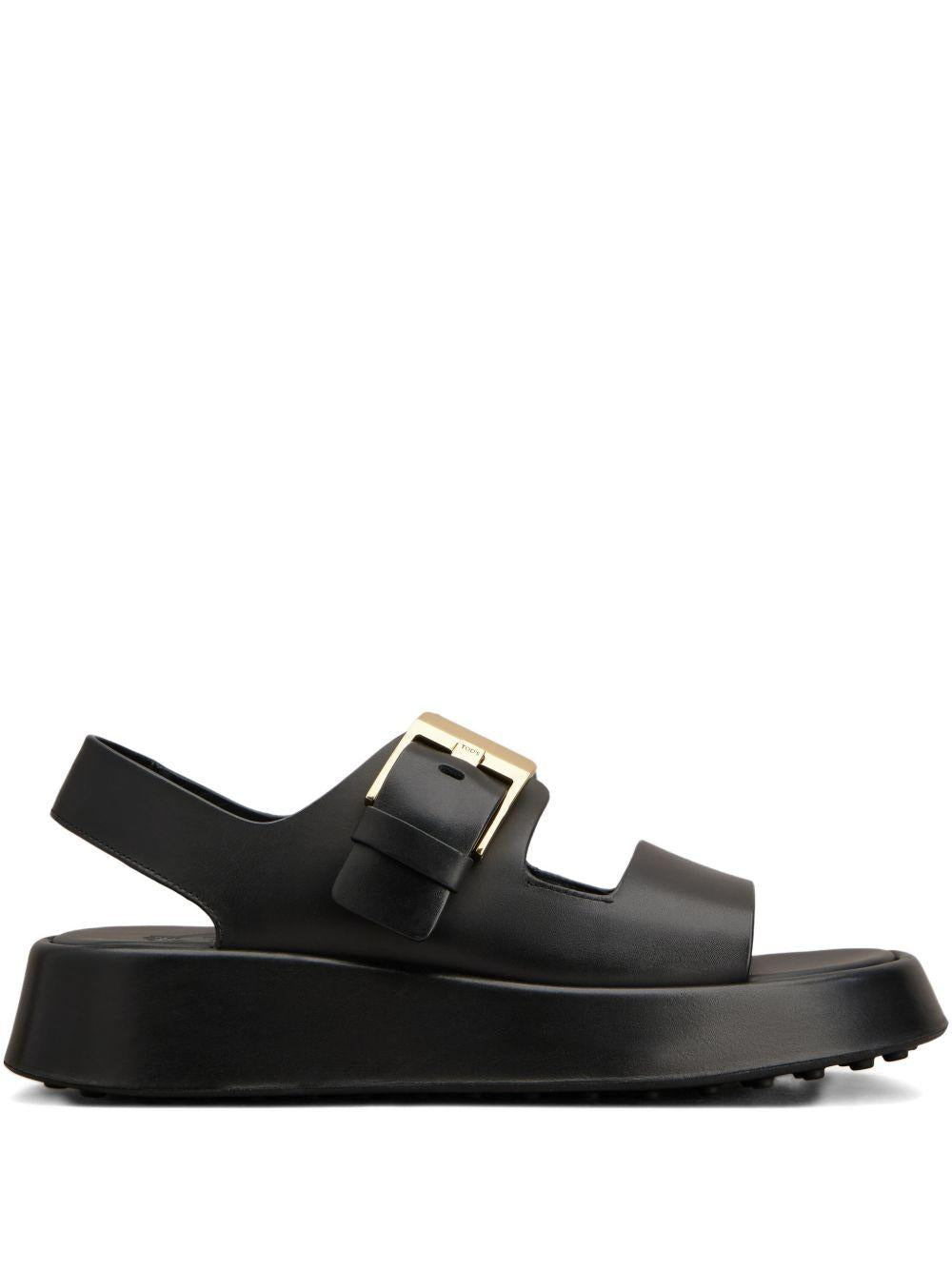 TODS Sandali suola platform in pelle nera 