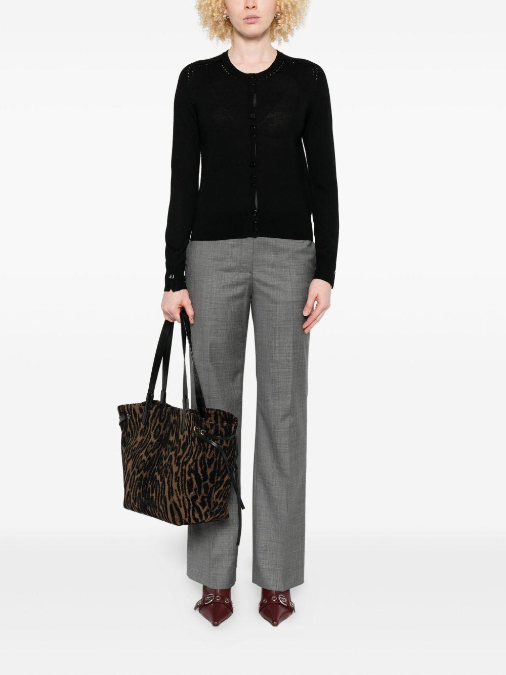 LIUJO Cardigan nero in pura lana vergine 