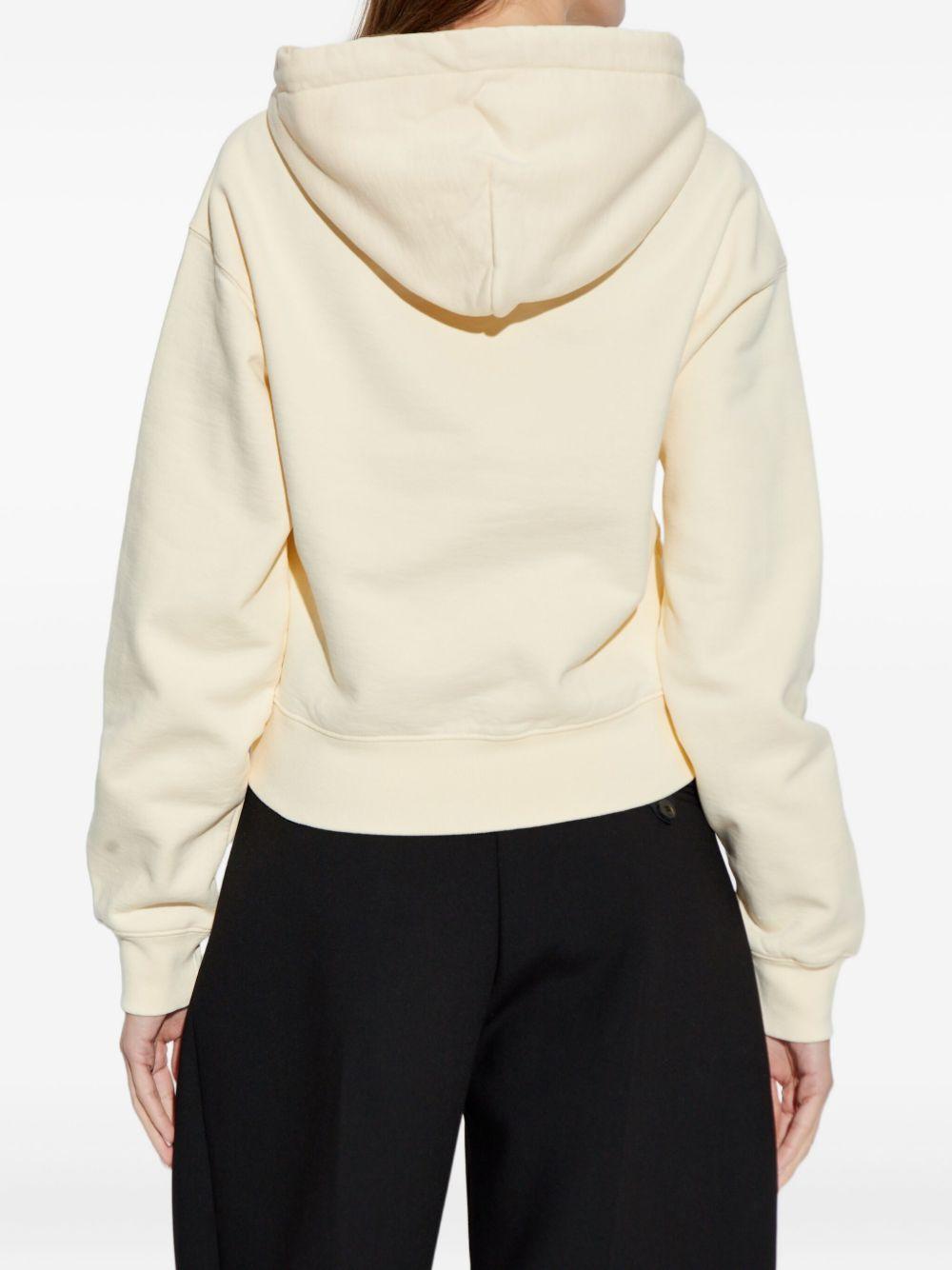 JACQUEMUS Felpa Gros Grain beige in cotone con cappuccio 
