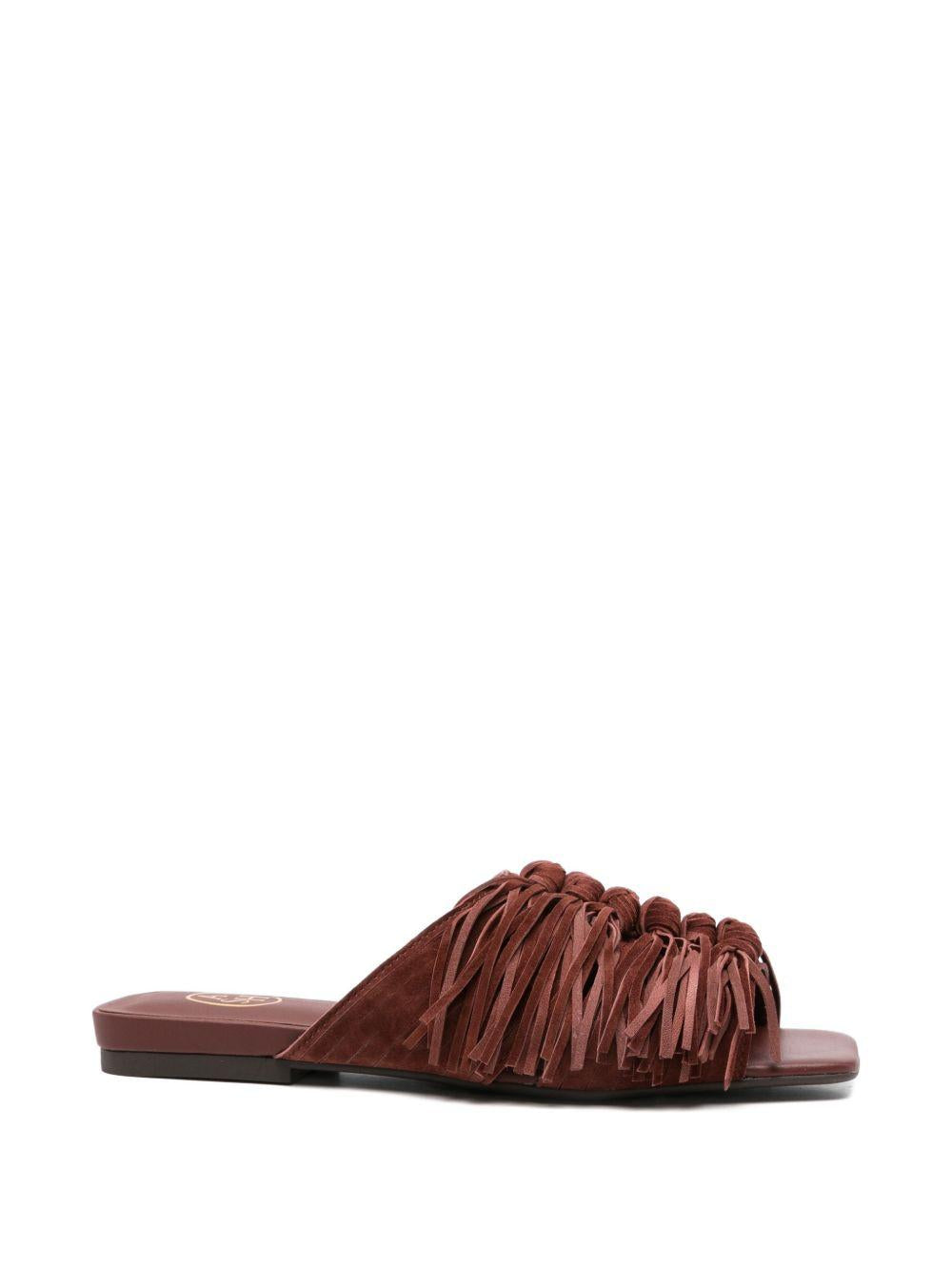 ASH Ciabatte Brigitte con fascia e frange in suede 