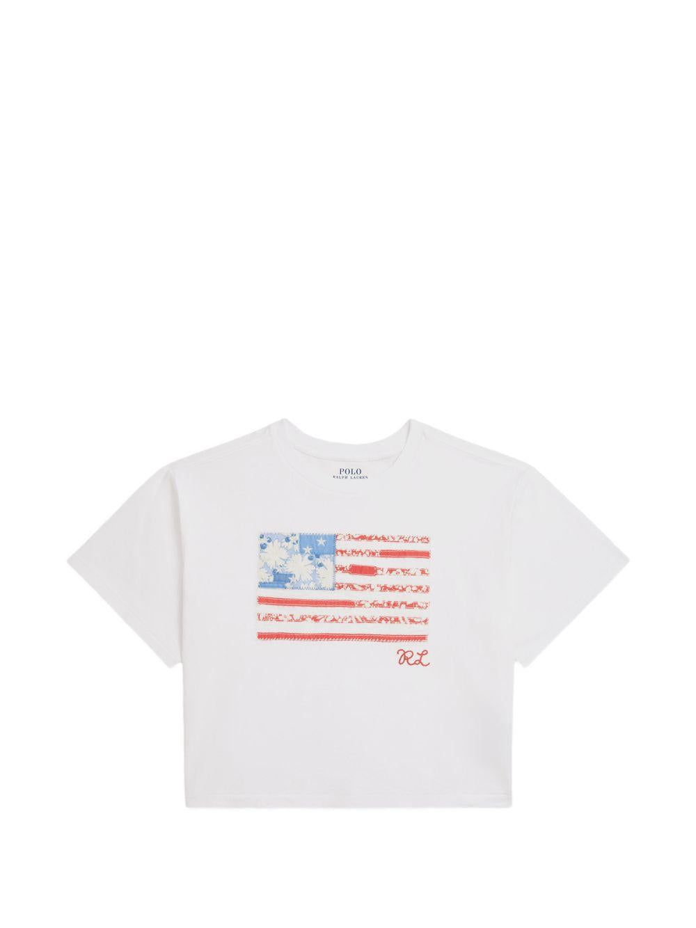 POLO RALPH LAUREN T-shirt bianca con stampa grafica sul petto 