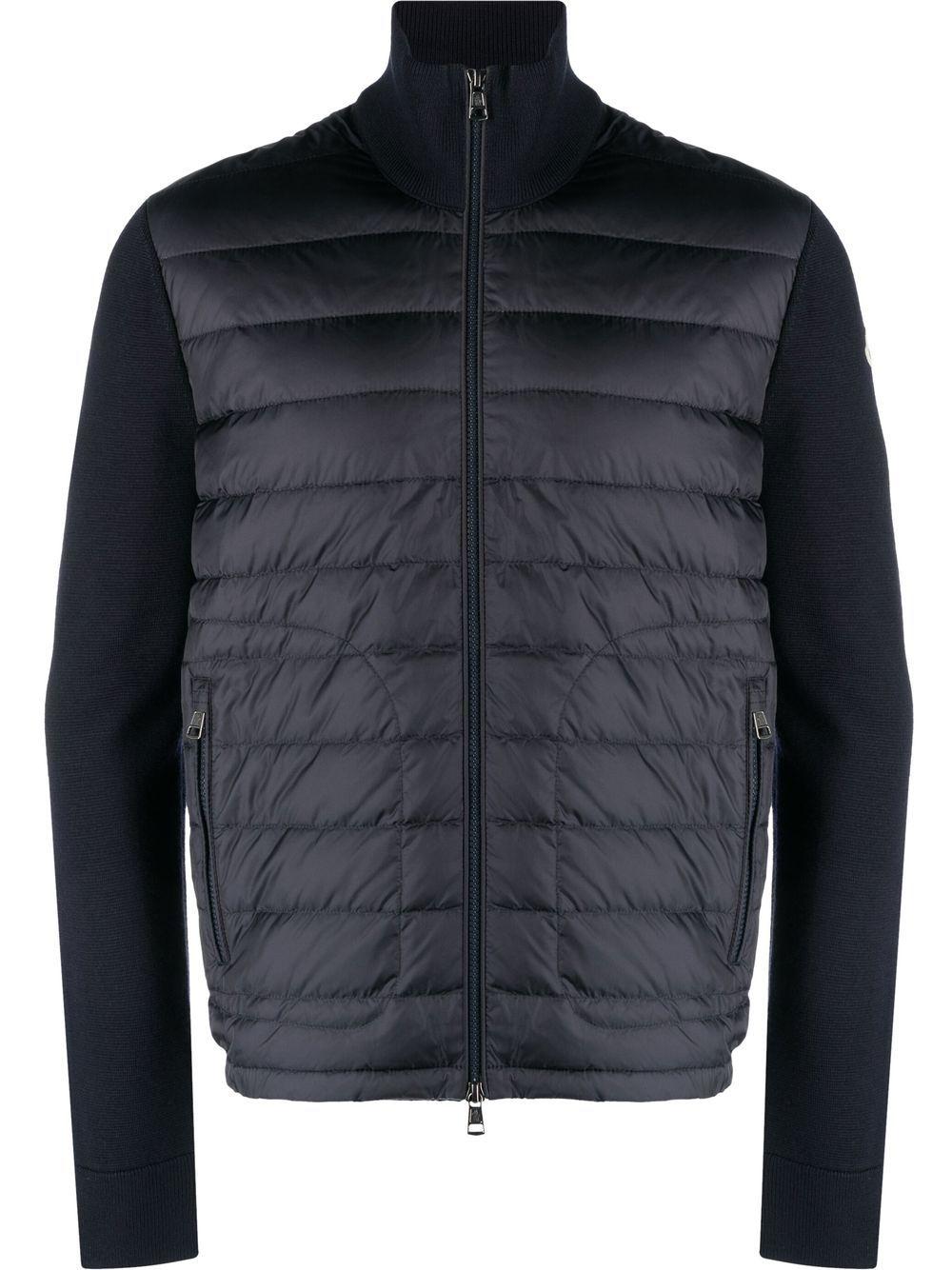 MONCLER Piumino blu navy con maniche di lana 