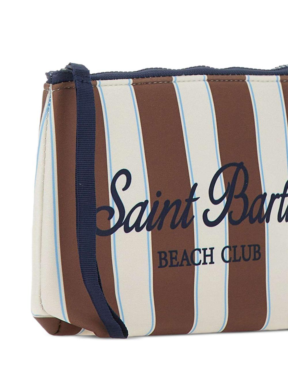 MC2 SAINT BARTH Pochette Aline a righe marroni e panna 