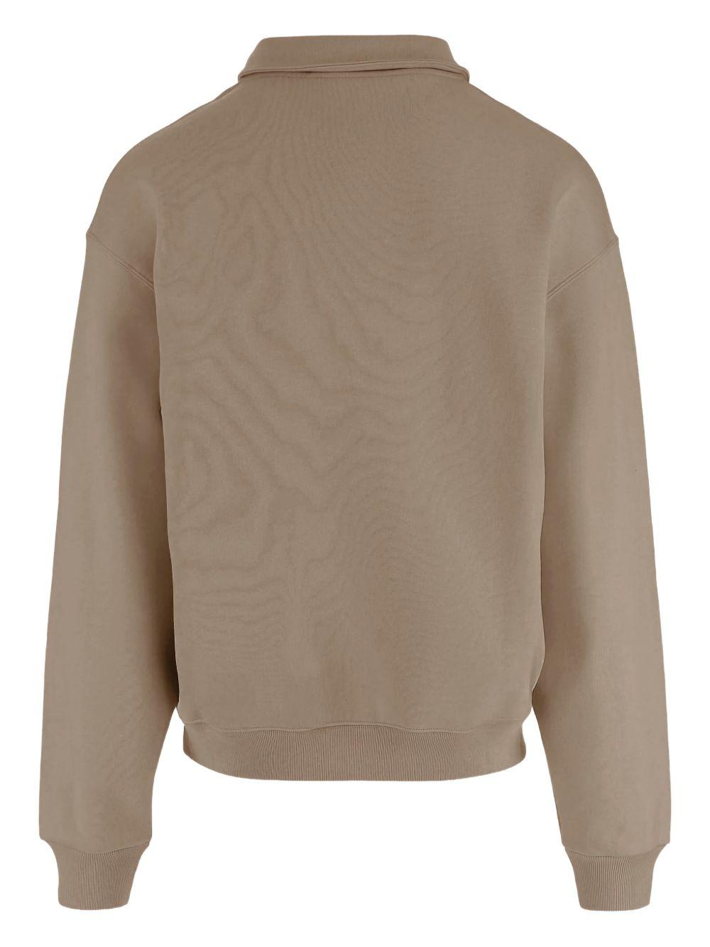 JACQUEMUS Felpa Gros Grain beige con zip 