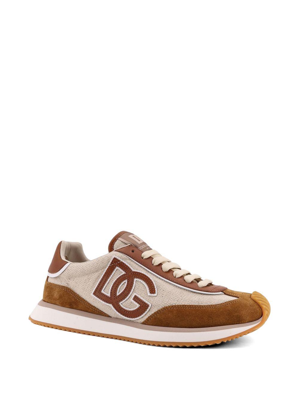 DOLCE e GABBANA Sneakers DG Cushion in cotone e pella marrone 