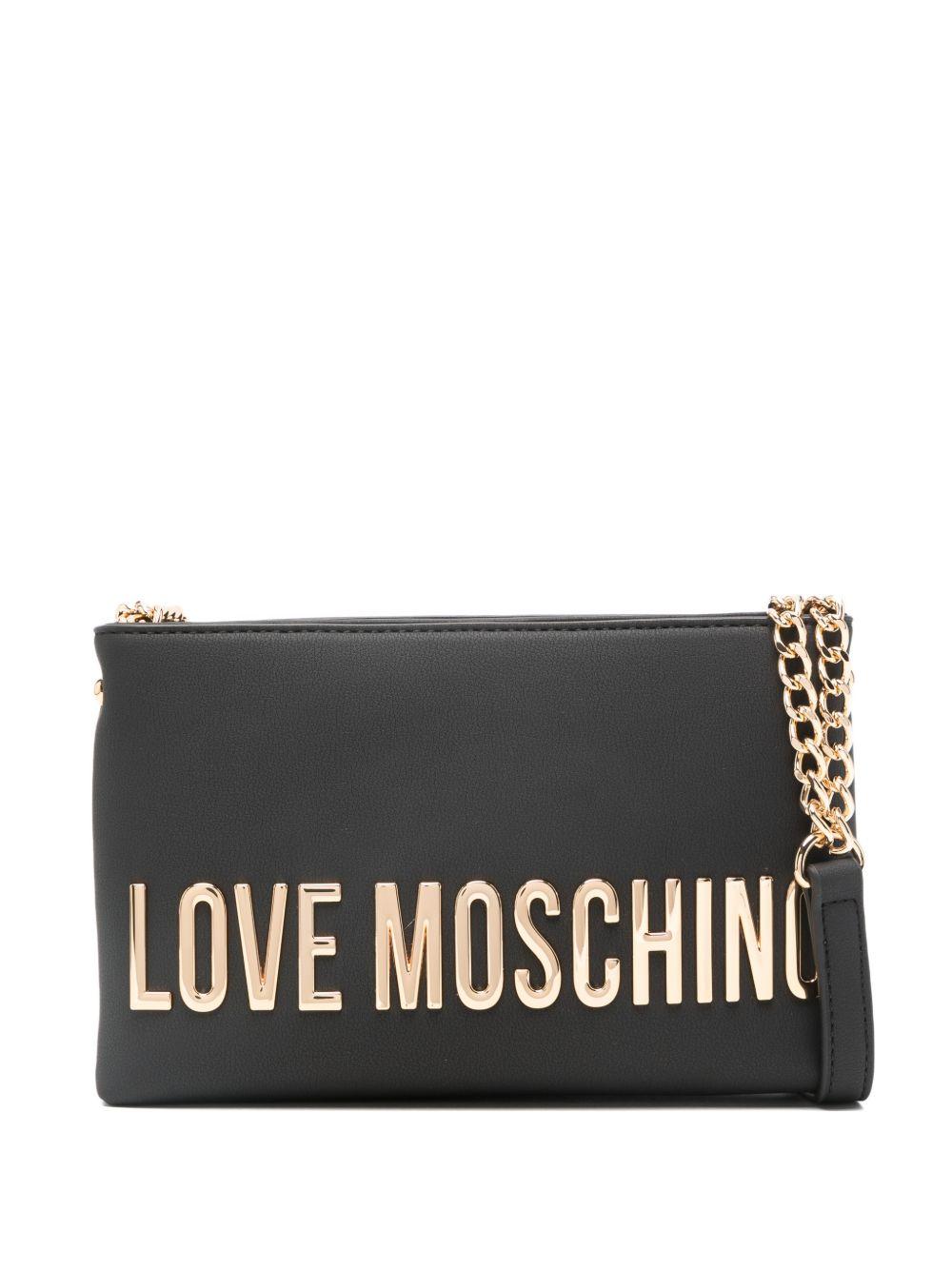 LOVE MOSCHINO Borsa a tracolla nera con logo dorato 