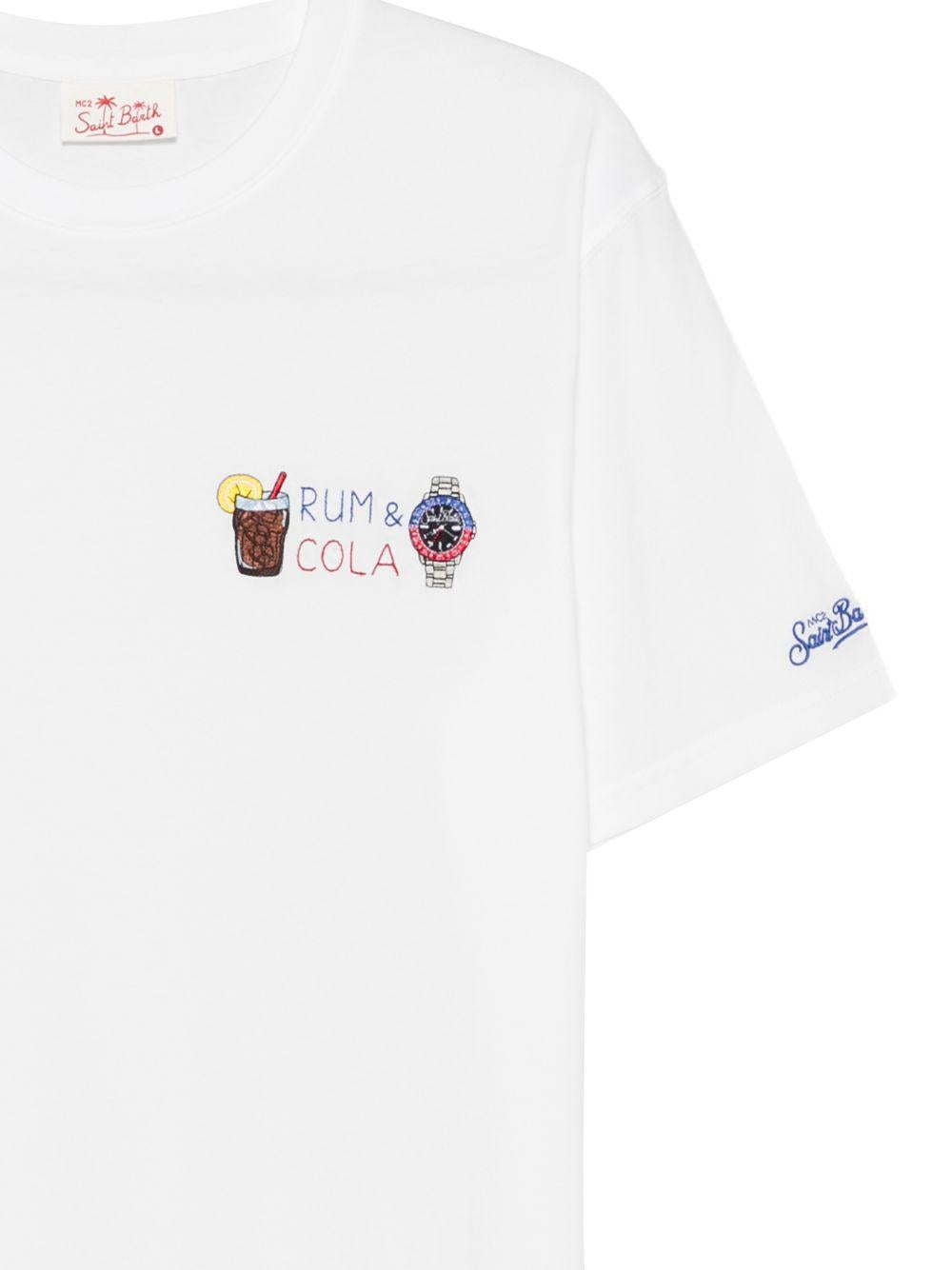 MC2 SAINT BARTH T-shirt in cotone bianco con ricamo 