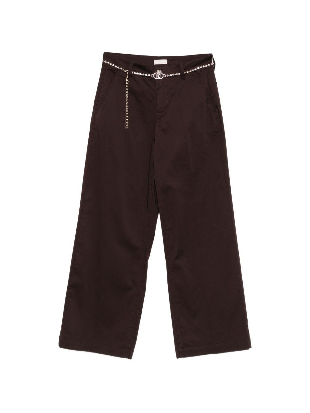LIUJO Pantaloni con catenina in vita marroni 