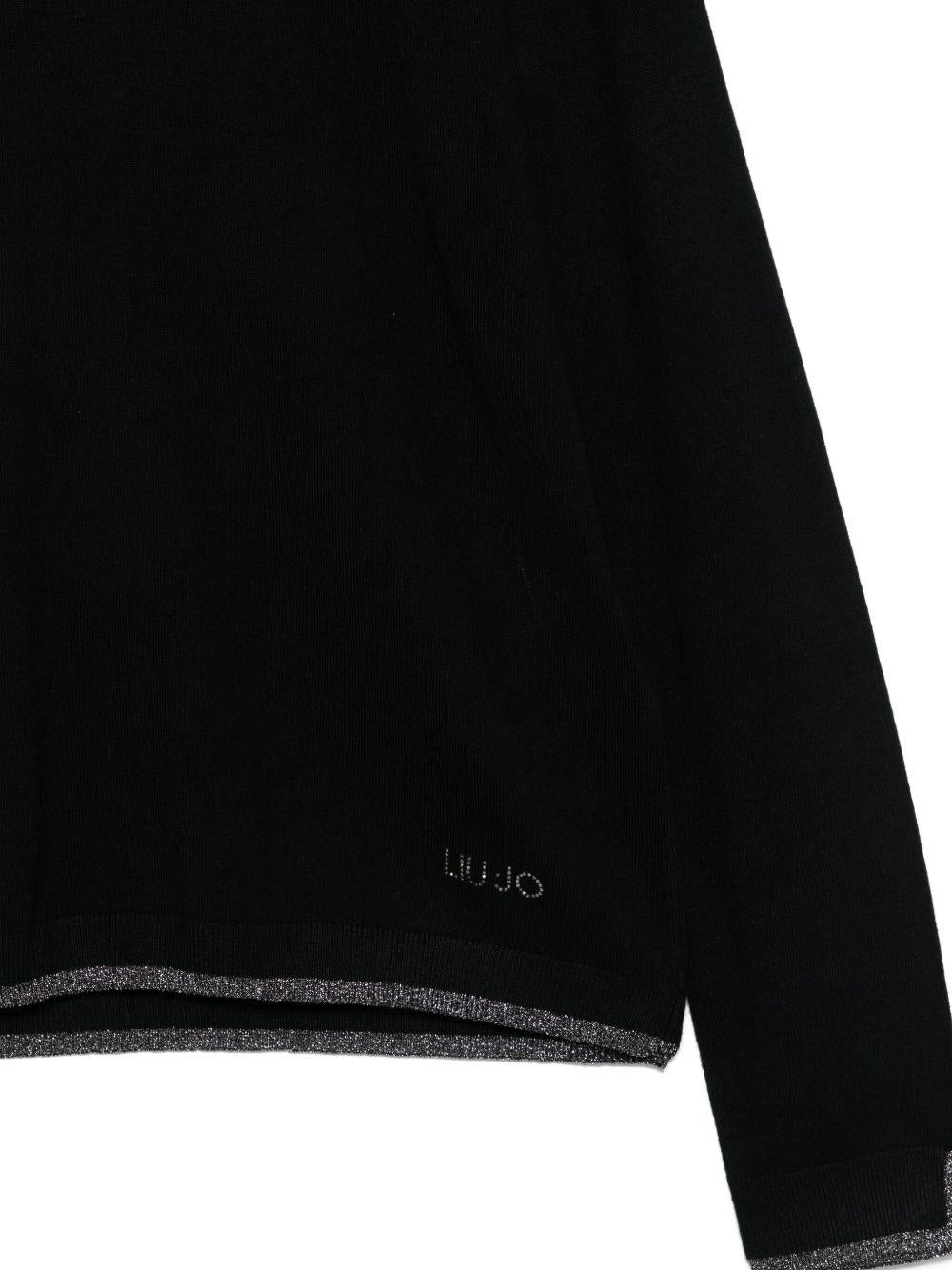 LIUJO Maglia nera  a collo alto con logo 