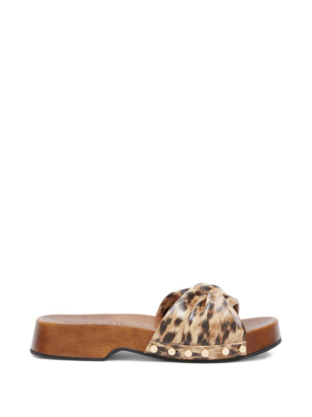 GANNI Zoccoli bassi con fascia animalier 