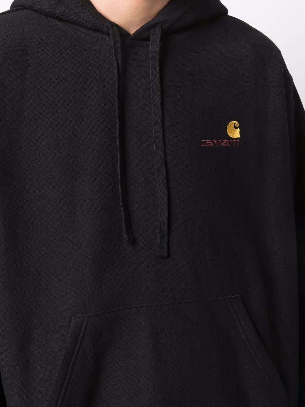 CARHARTT WIP Felpa in cotone  nero con logo ricamato frontale 