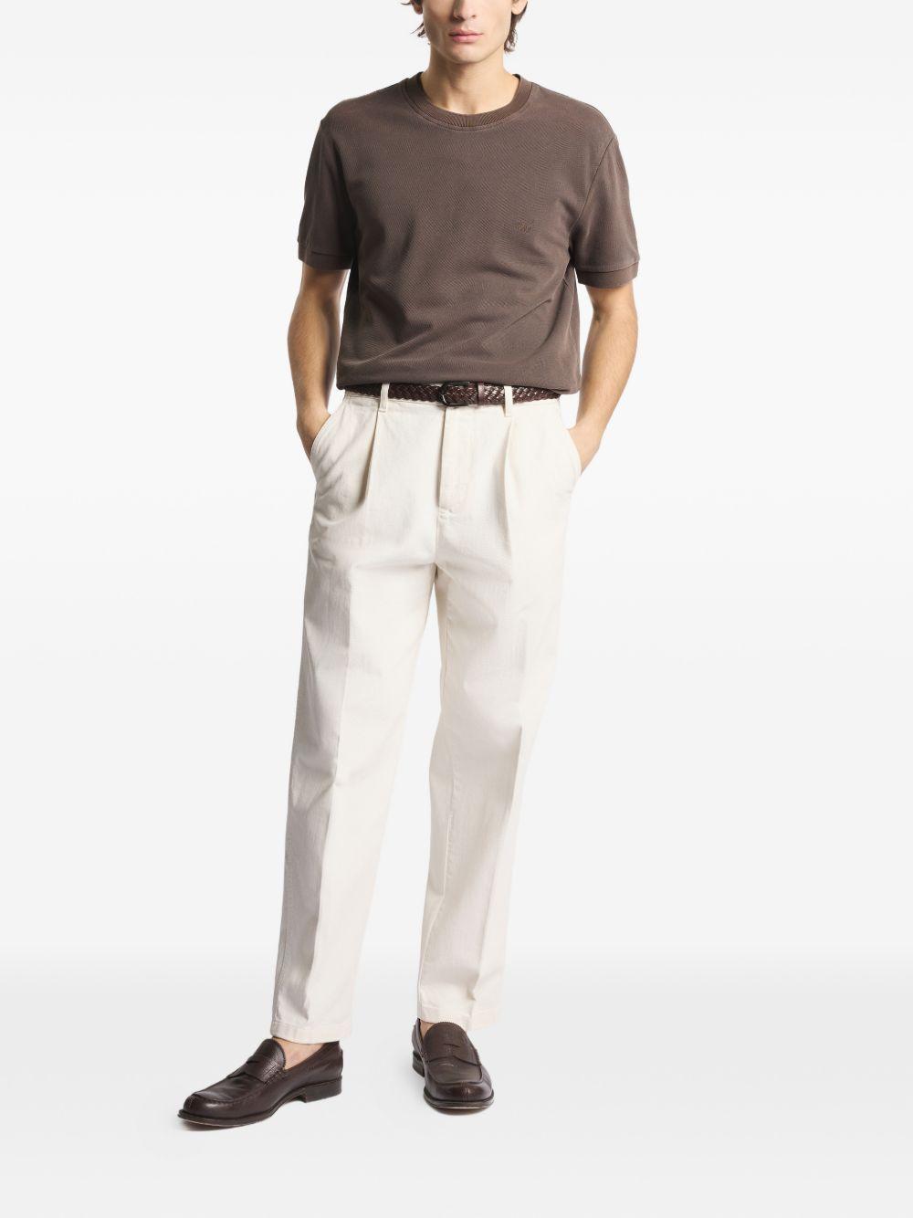 FAY T-shirt in cotone marrone girocollo 