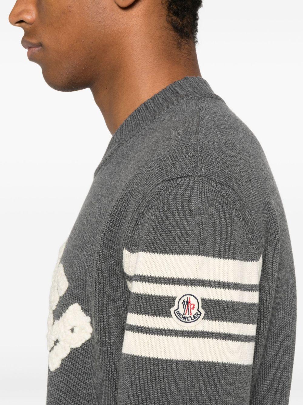 MONCLER Mglione in cotone grigio con logo ricamato 