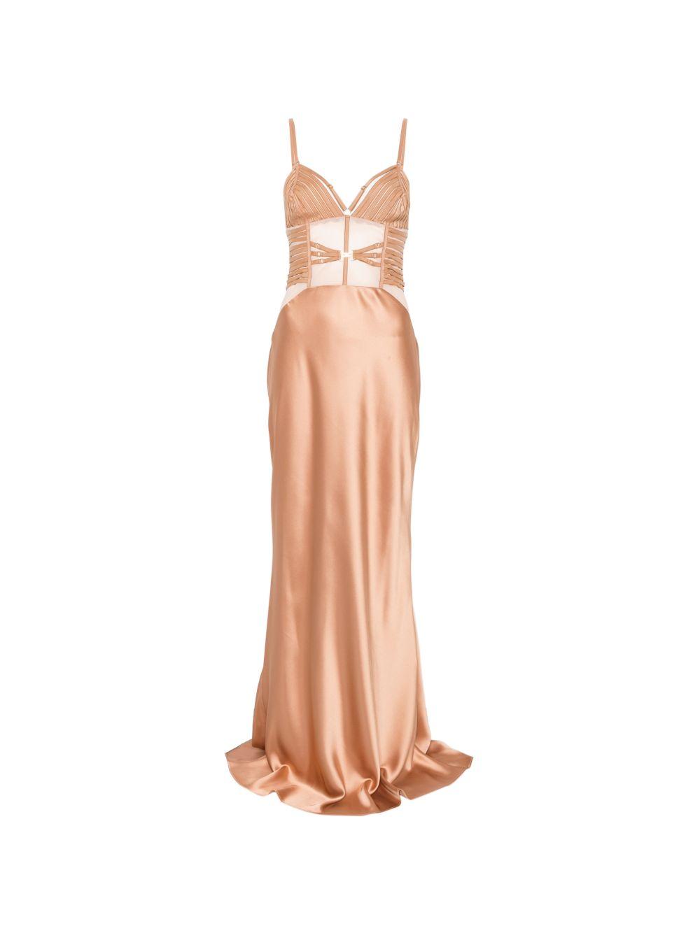 ELISABETTA FRANCHI Abito Red Carpet in raso con elastici 