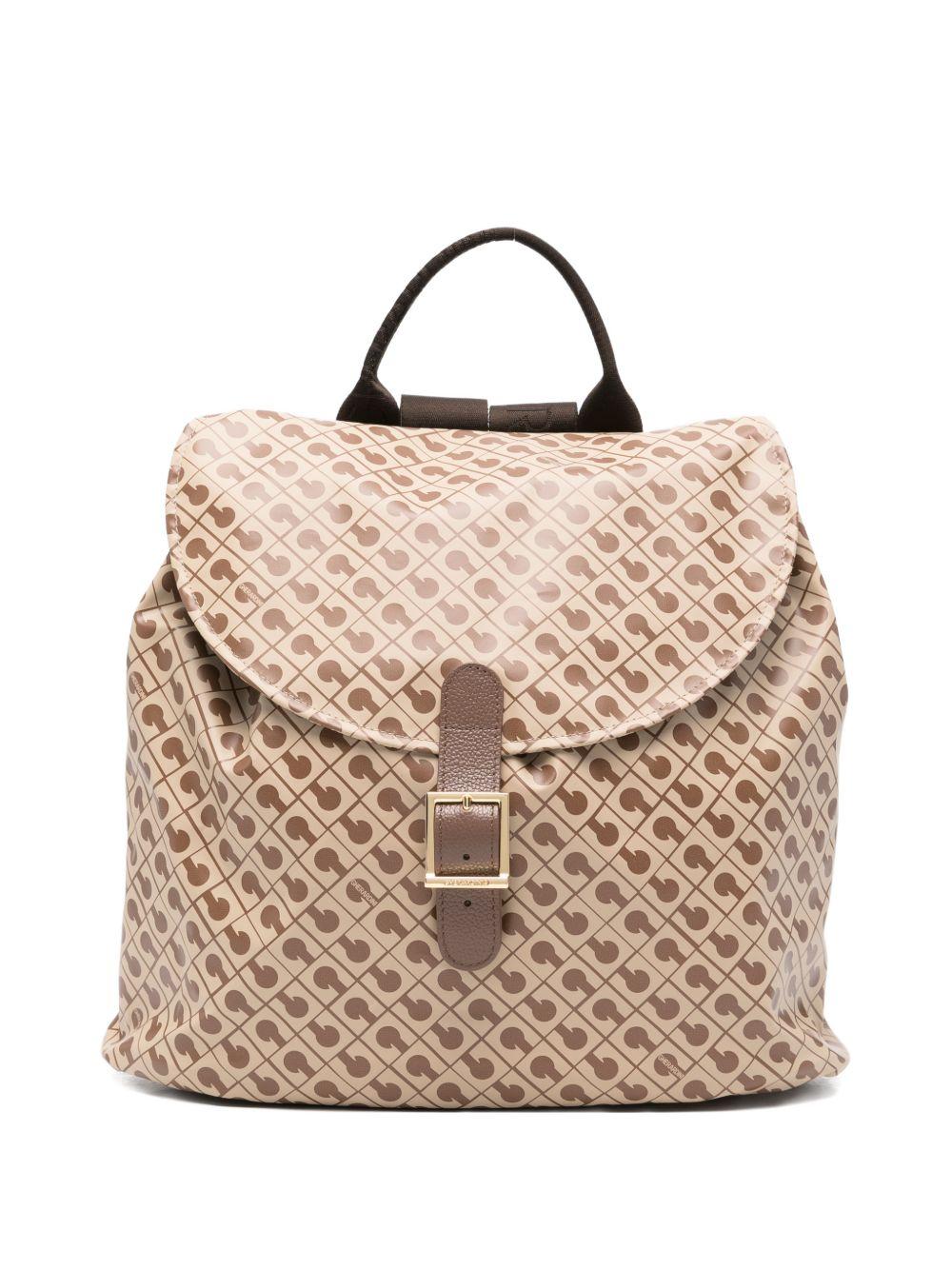 GHERARDINI Zaino Softy Tabacco con logo all-over marrone chiaro 