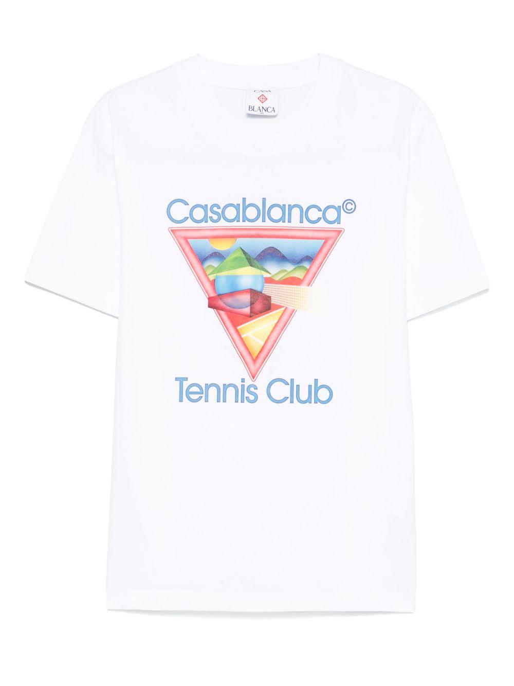 CASABLANCA T-shirt 'Tennis Club' in cotone bianco con stampa 