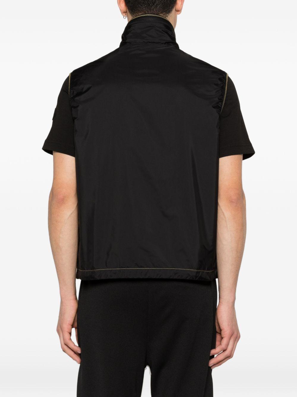 MONCLER Gilet nero con impunture a contrasto 