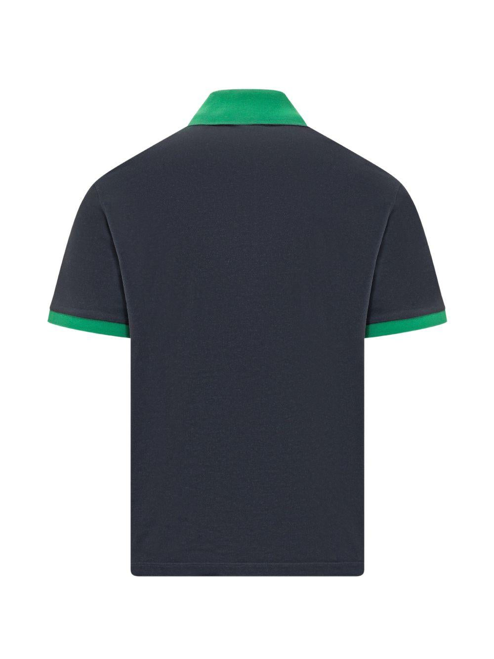 VERSACE Polo in cotone blu e verde con logo 
