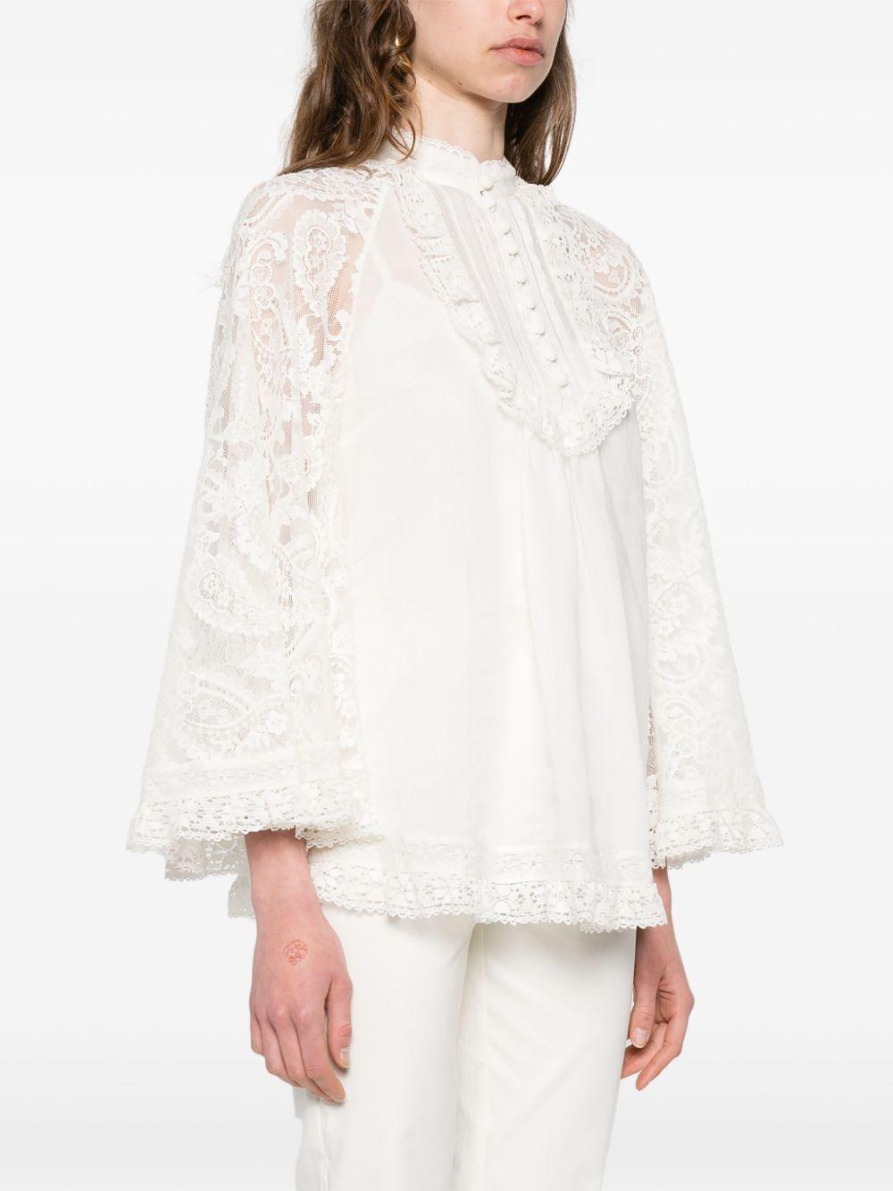 ZIMMERMANN Blusa 'Ascension' in pizzo bianca 