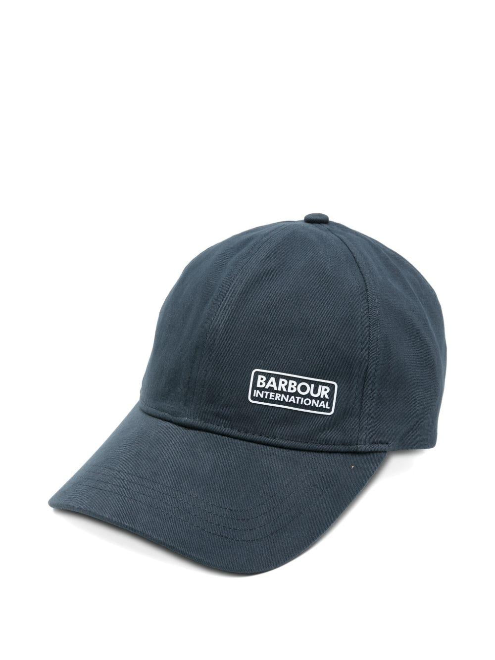 BARBOUR Cappello da baseball blu in cotone con logo 