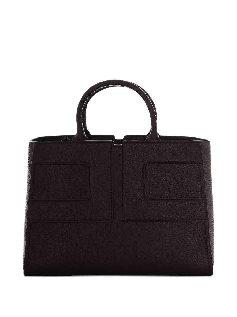 ELISABETTA FRANCHI Borsa tote burgundy con logo in rilievo 