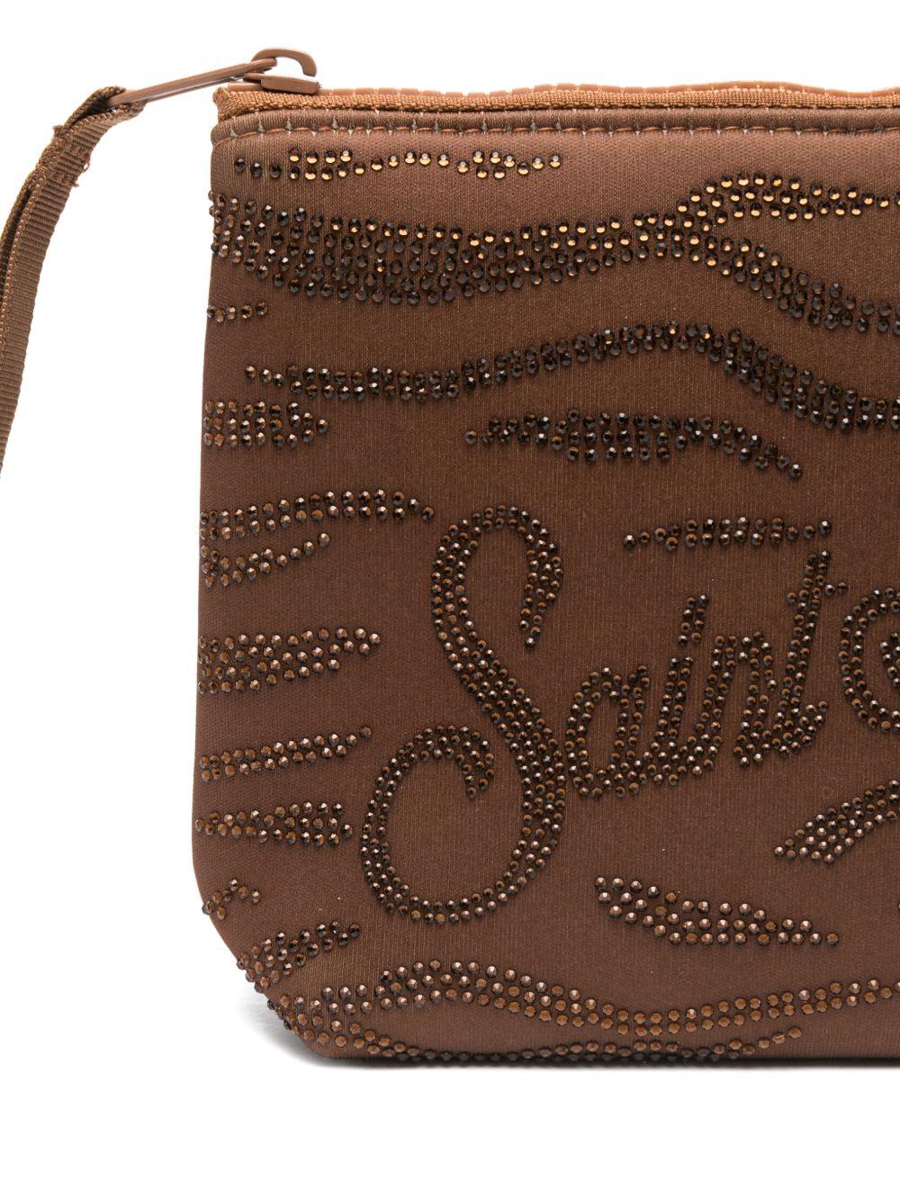 MC2 SAINT BARTH Pochette Aline con strass e logo maculato marrone 
