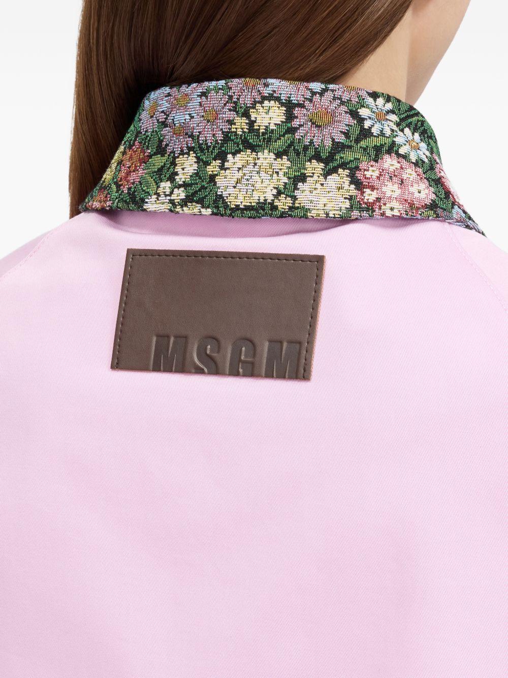 MSGM Giacca rosa con colletto floreale 