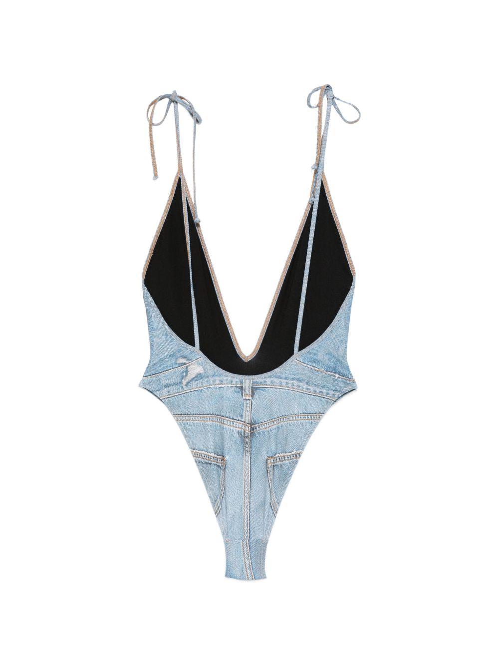 DIESEL Costume intero in denim con scollatura a V 