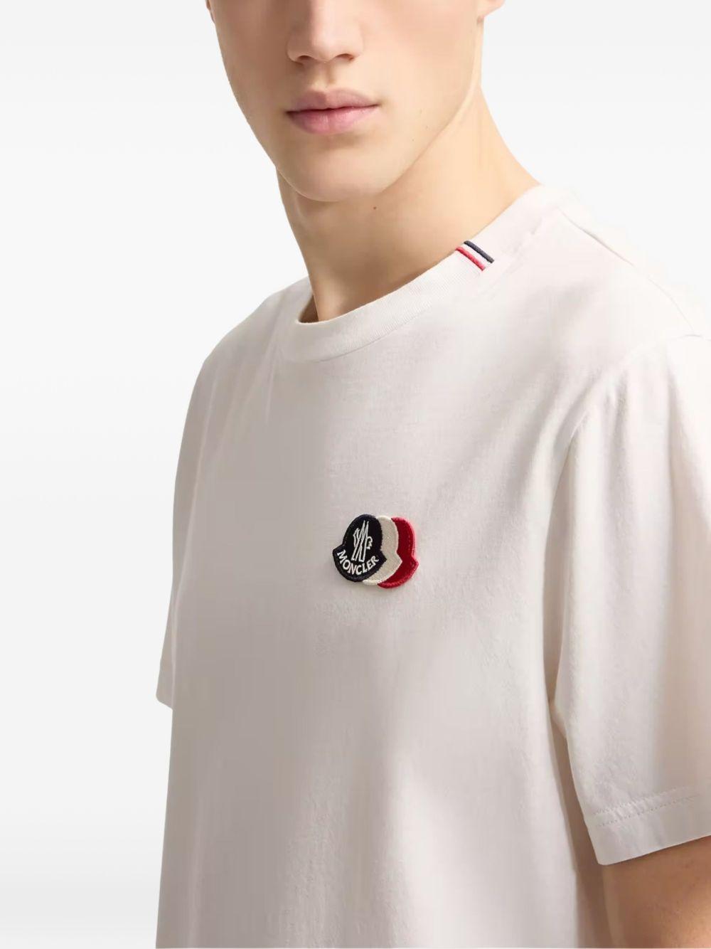 MONCLER T-shirt in cotone bianco con triplo logo 