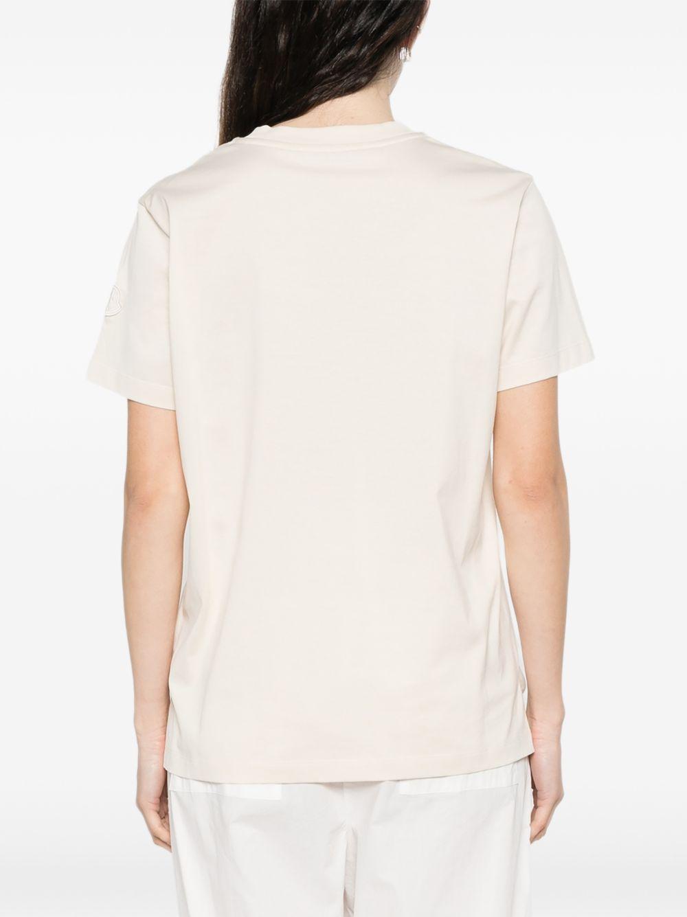 MONCLER T-shirt beige a maniche corte 