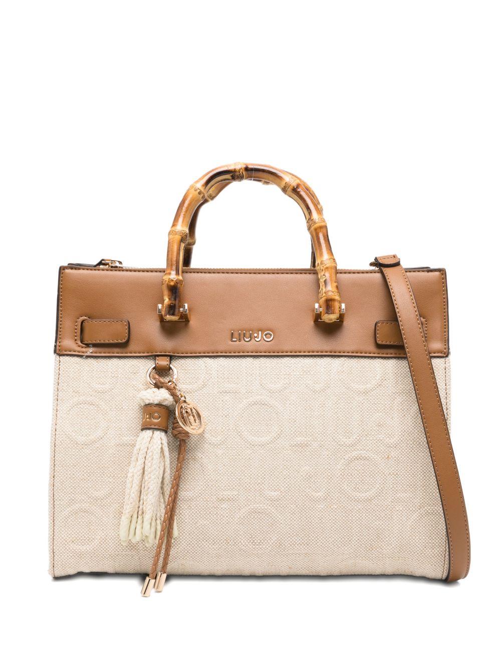 LIUJO Borsa a mano con manici di bamboo 
