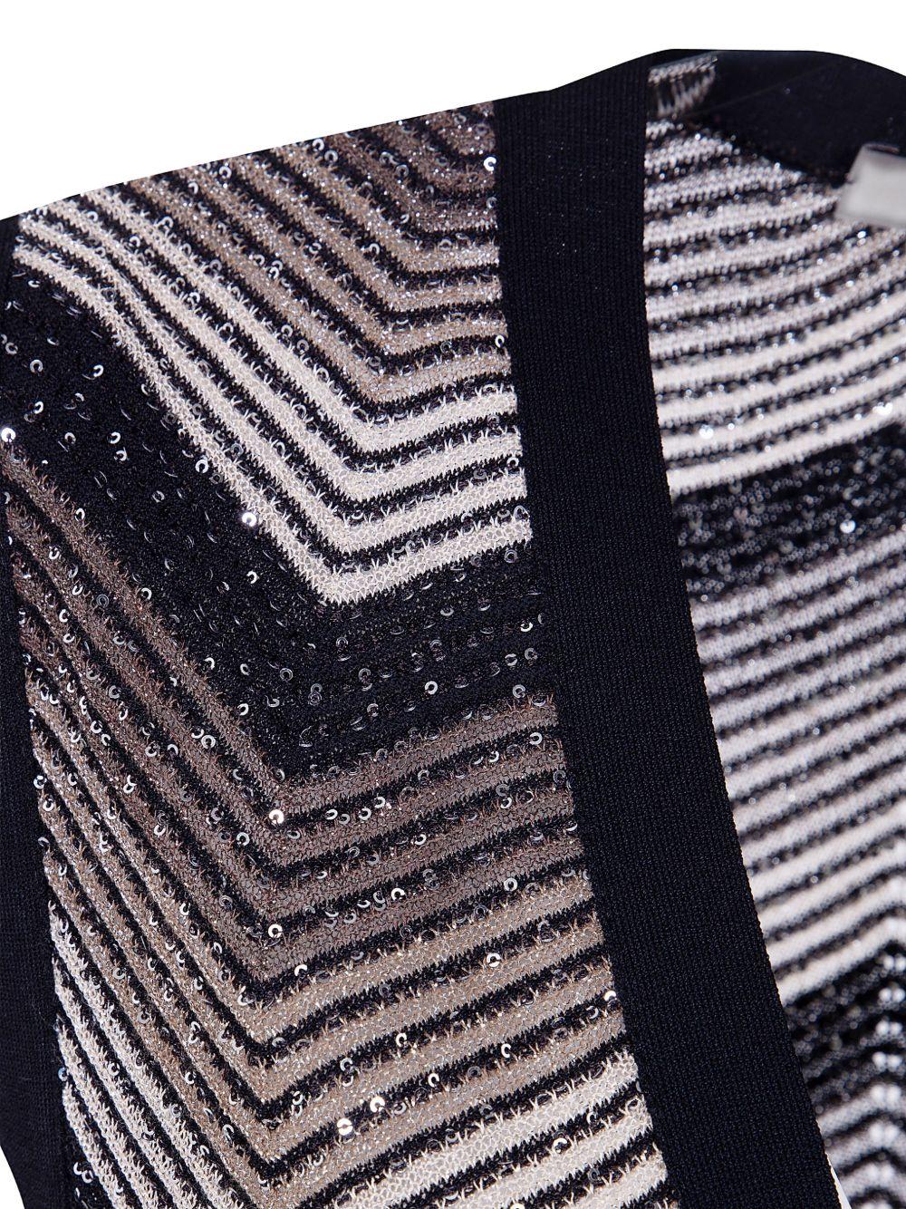 D EXTERIOR Gilet lungo a righe con micro paillettes 