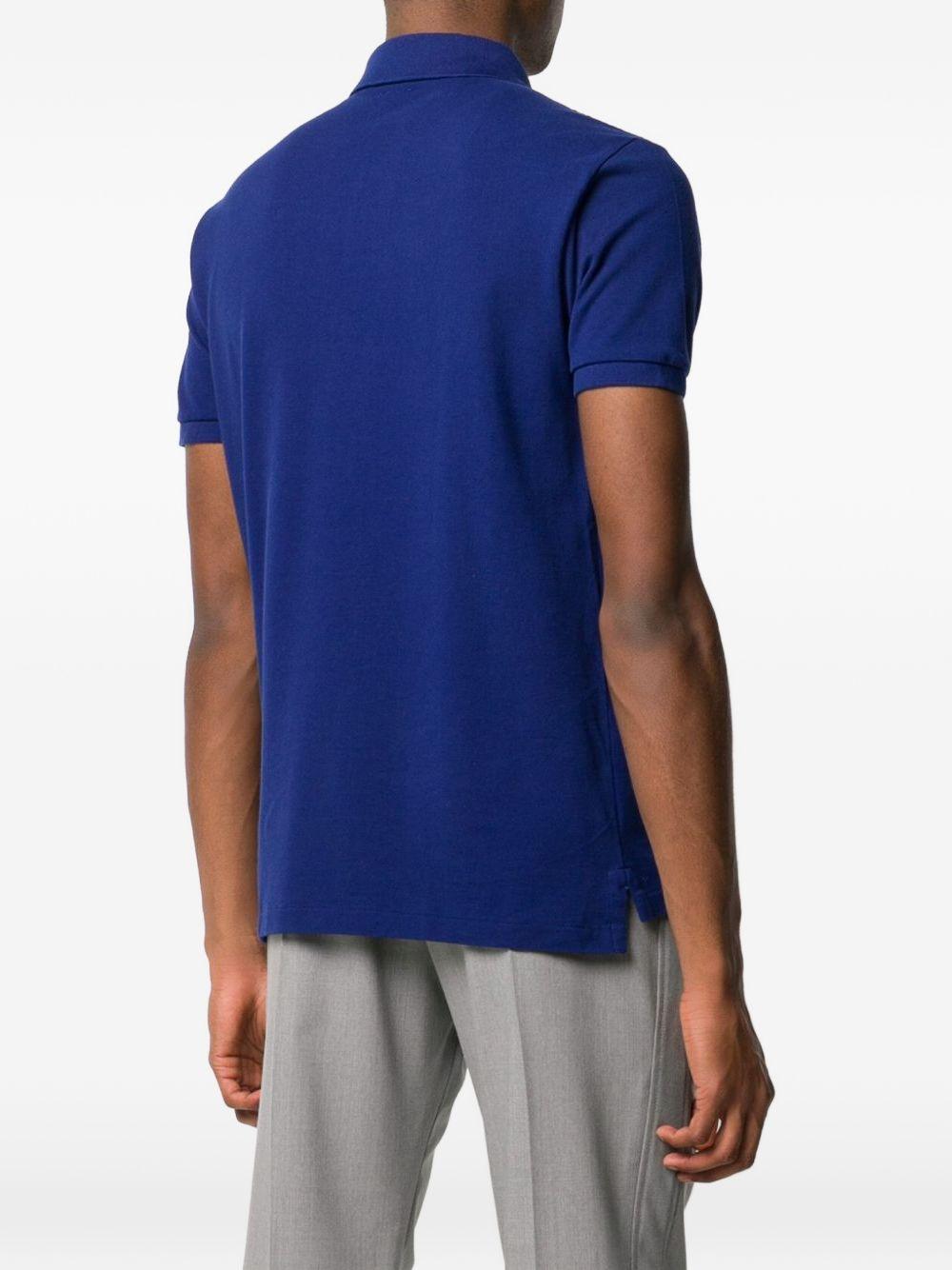 POLO RALPH LAUREN Polo in cotone blu con cavallino giallo 