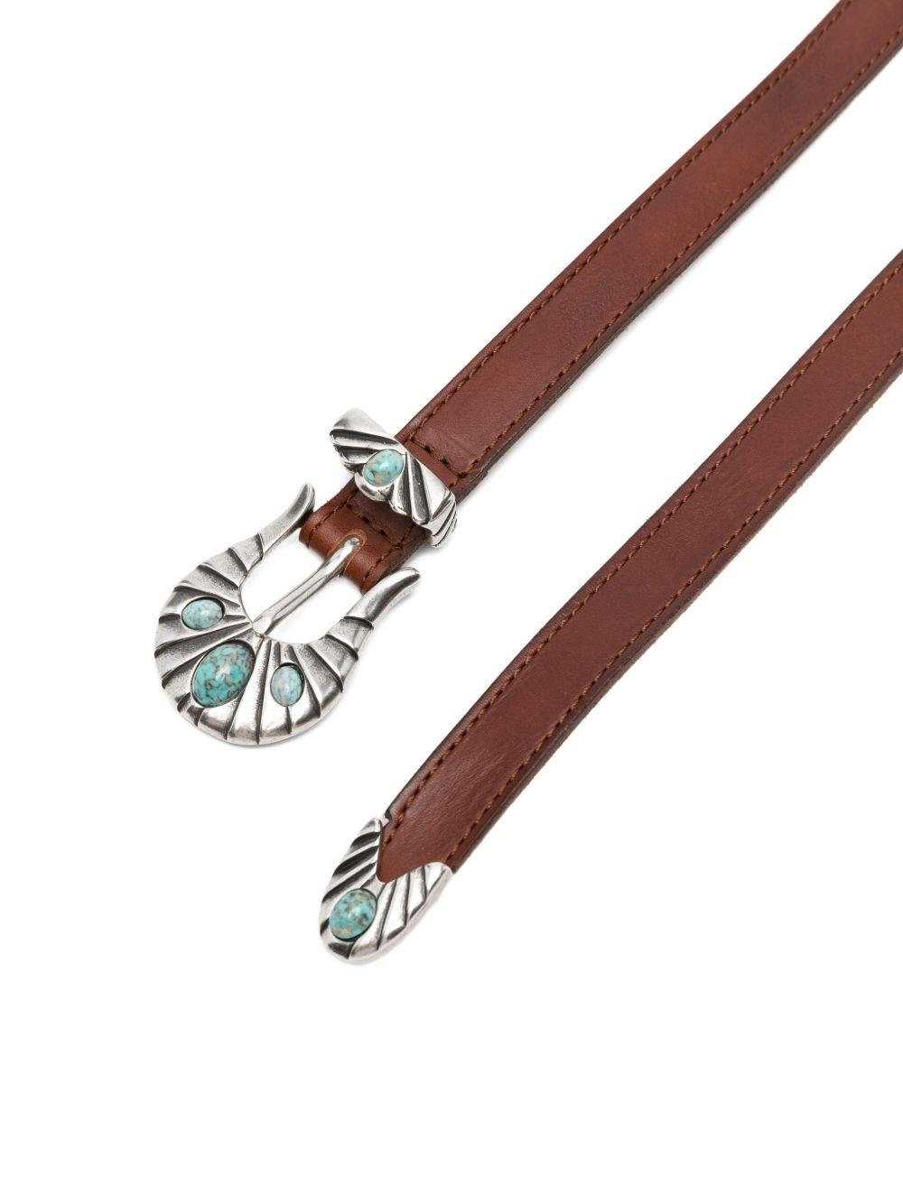 ORCIANI Cintura di pelle Bull Soft con fibbia argentata stile texano 