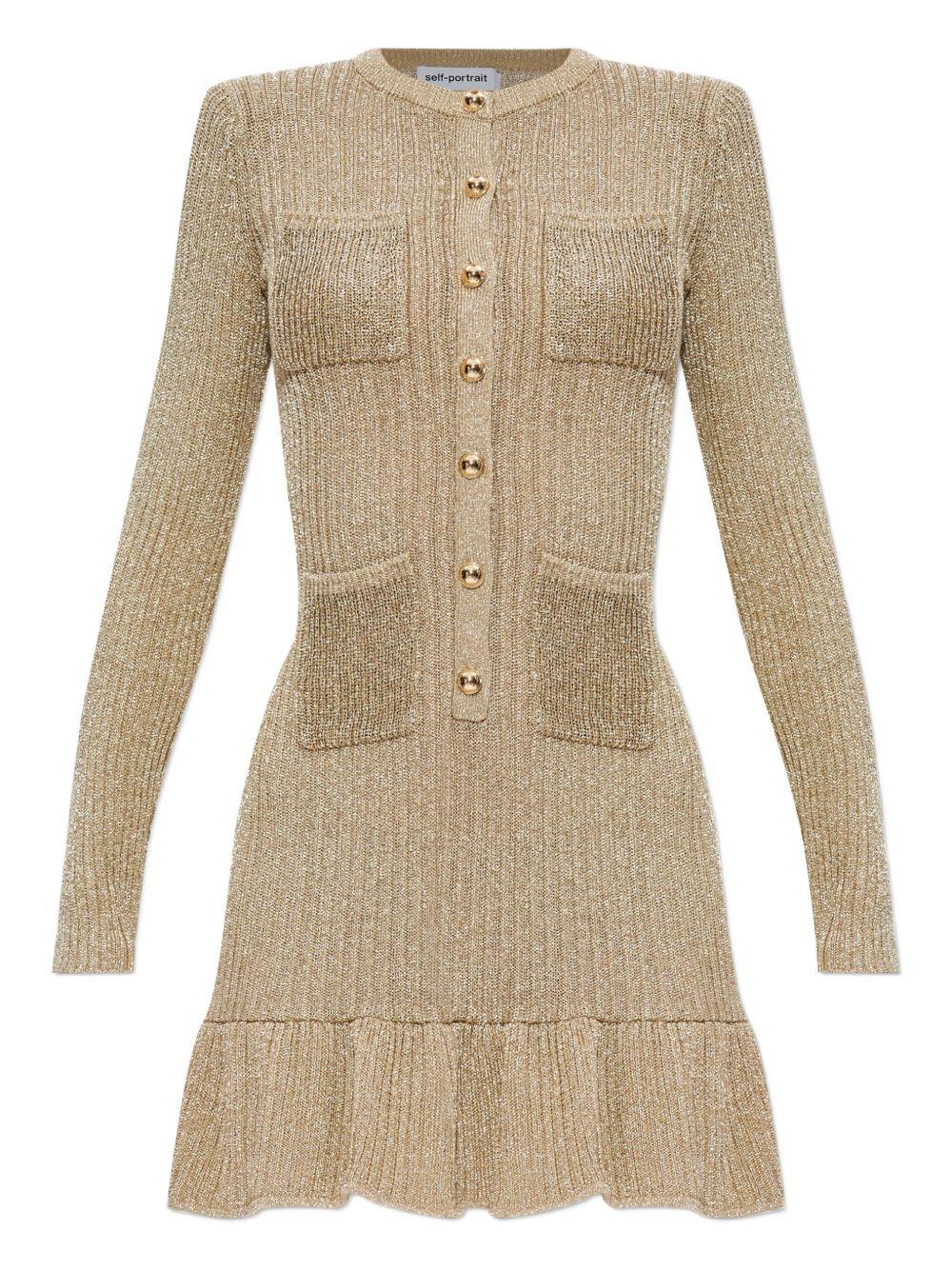 SELF PORTRAIT Abito corto in lurex con ruches 