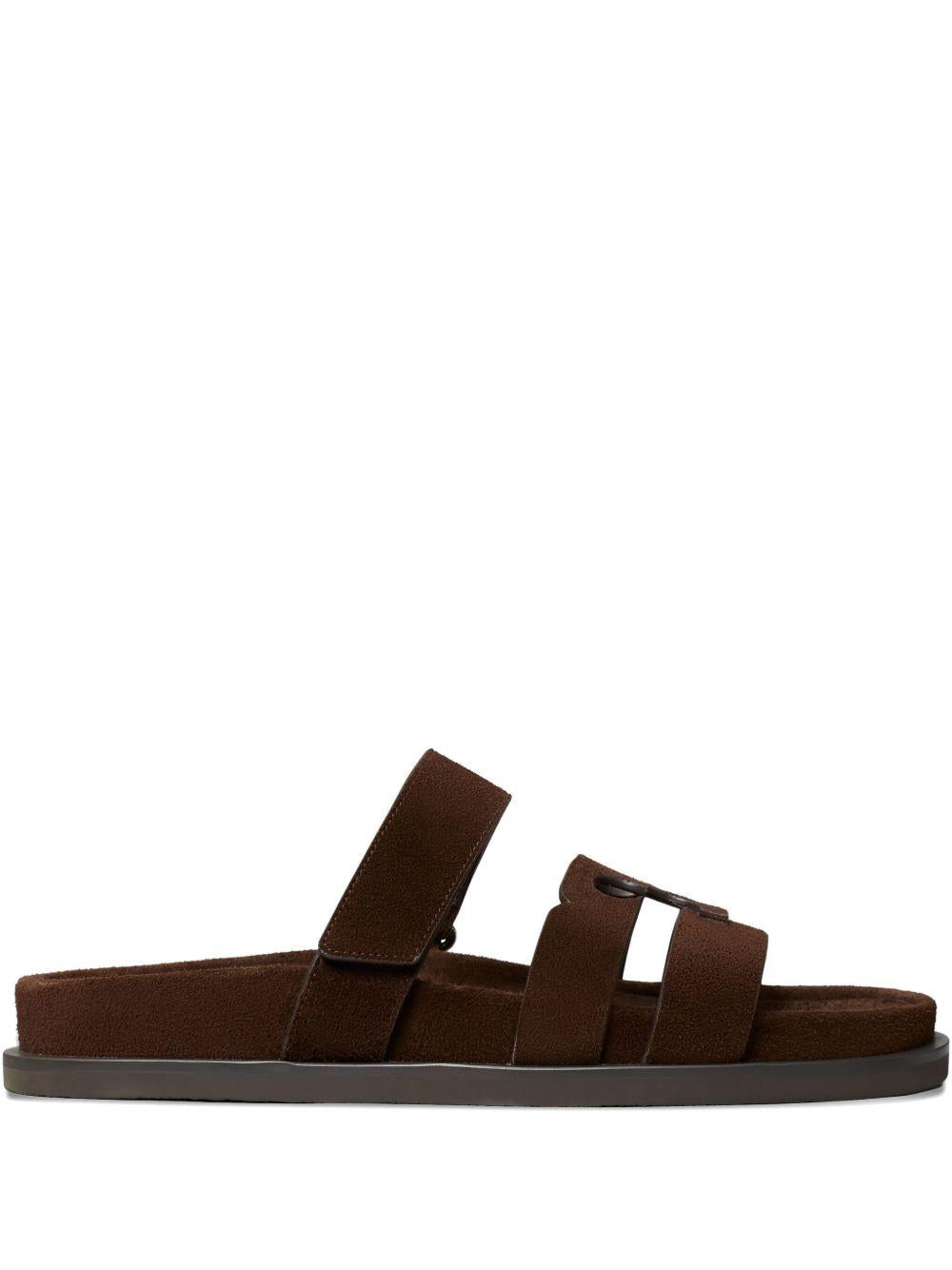 TORY BURCH Ciabatte Ines in pelle scamosciata marrone 