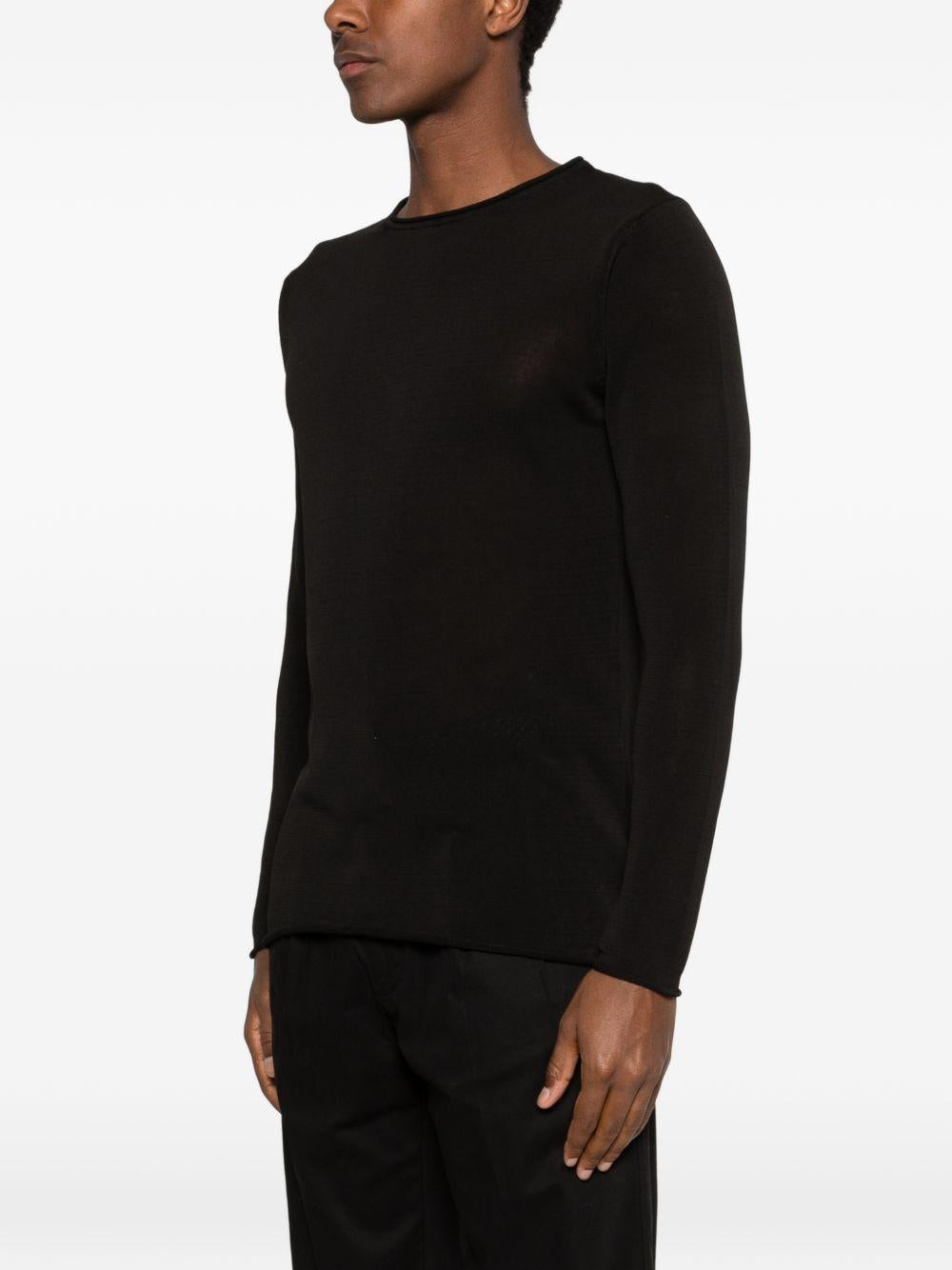DANIELE FIESOLI T-shirt in cotone nero con girocollo a maniche lunghe 