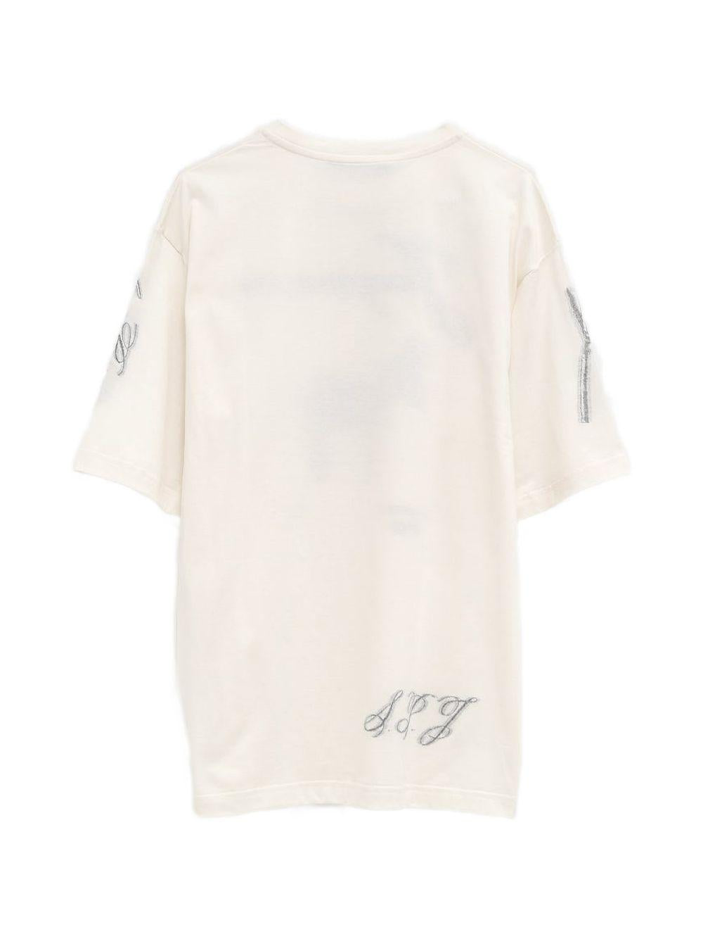 JACQUEMUS T-shirt bianca in cotone con stampa grafica 