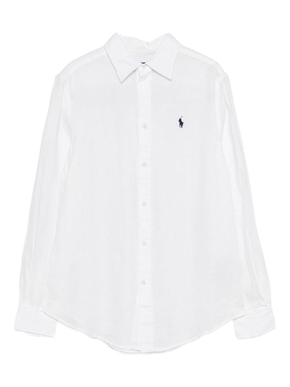 POLO RALPH LAUREN Camicia classica a maniche lunghe in lino con logo 