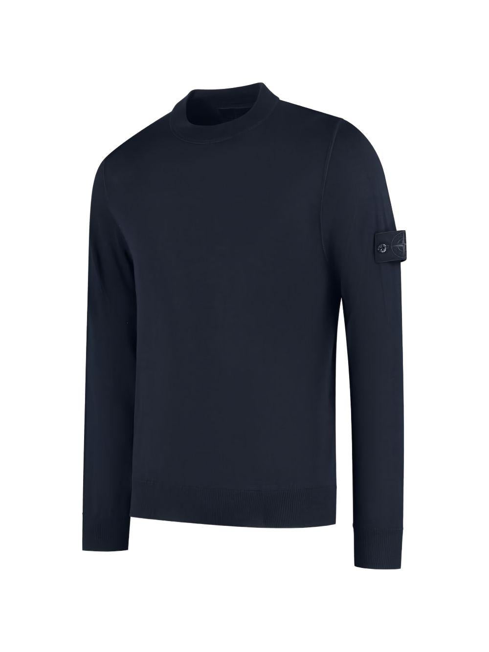 STONE ISLAND Maglia girocollo in lana vergine blu 