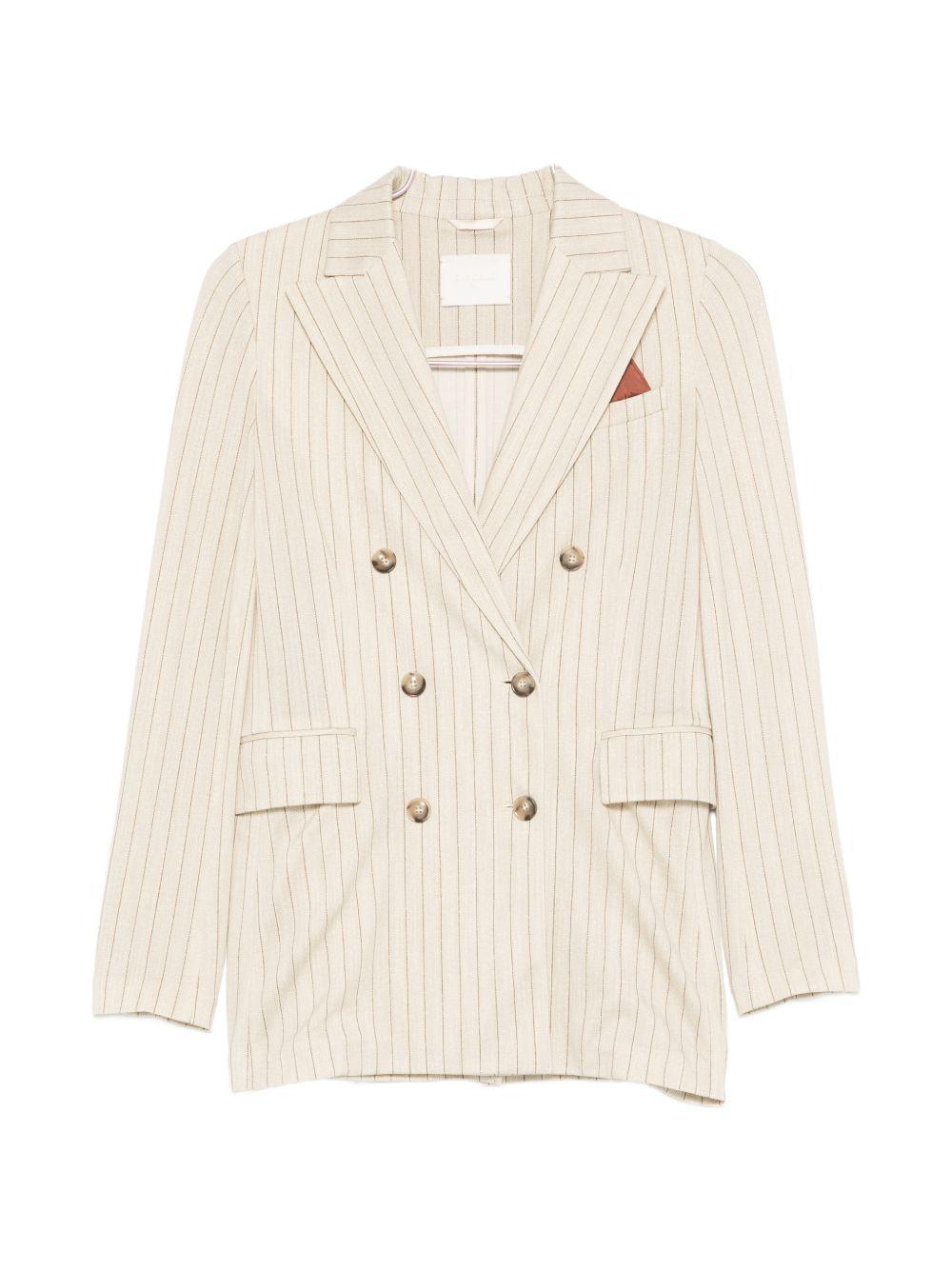 CIRCOLO 1901 Blazer doppiopetto gessato chiaro con tasche laterali 