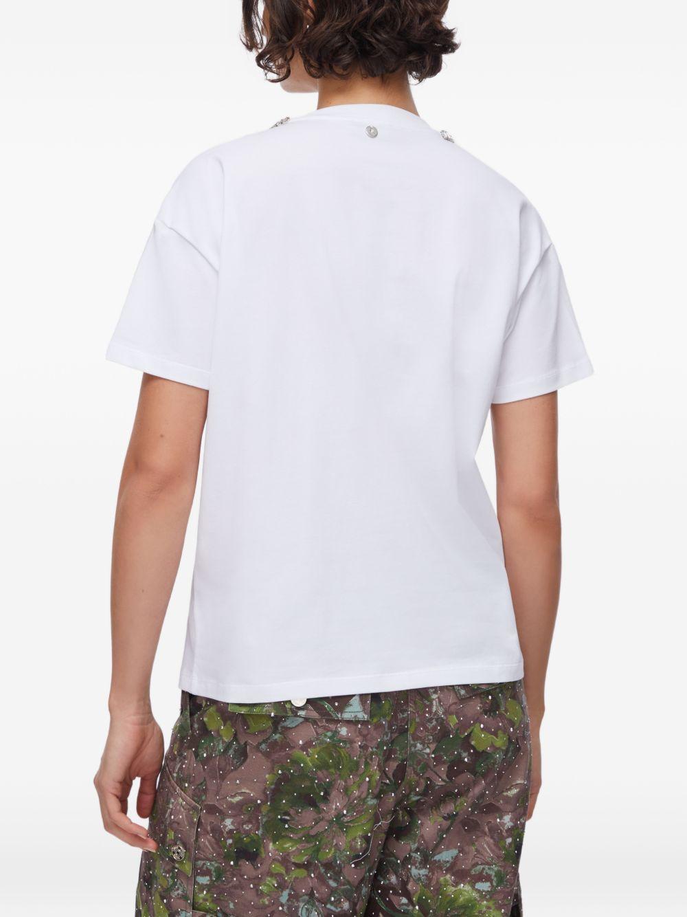 LIUJO T-shirt bianca con strass sul girocollo 