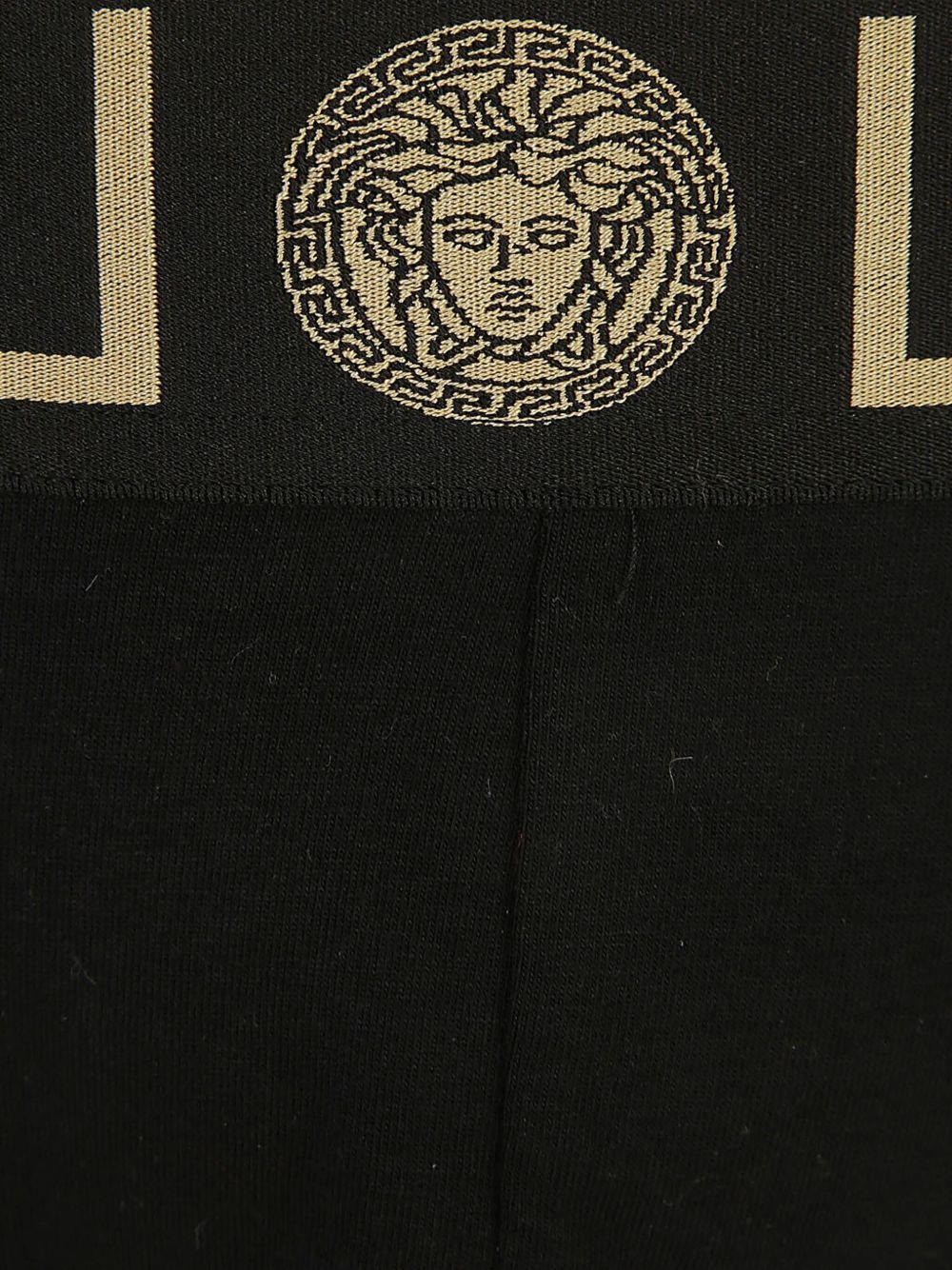 VERSACE Sospensorio beige mandorla/nero con bordo Greca 