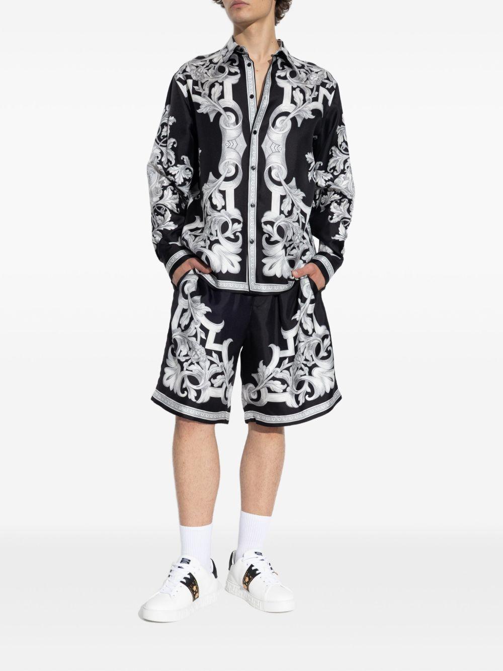 VERSACE Camicia elegante in seta con stampa Barocco 