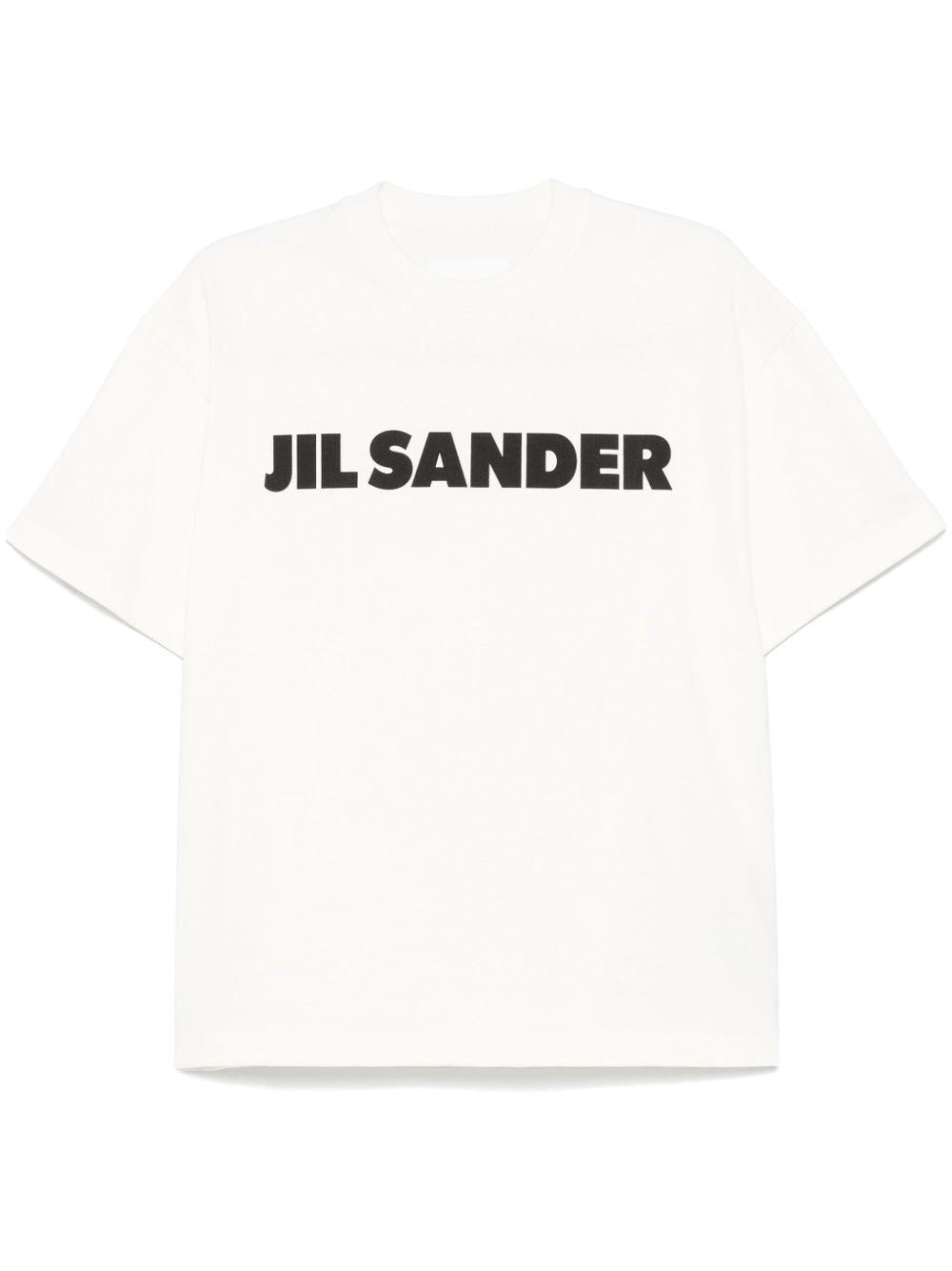 JIL SANDER T-shirt in cotone bianco con logo nero 
