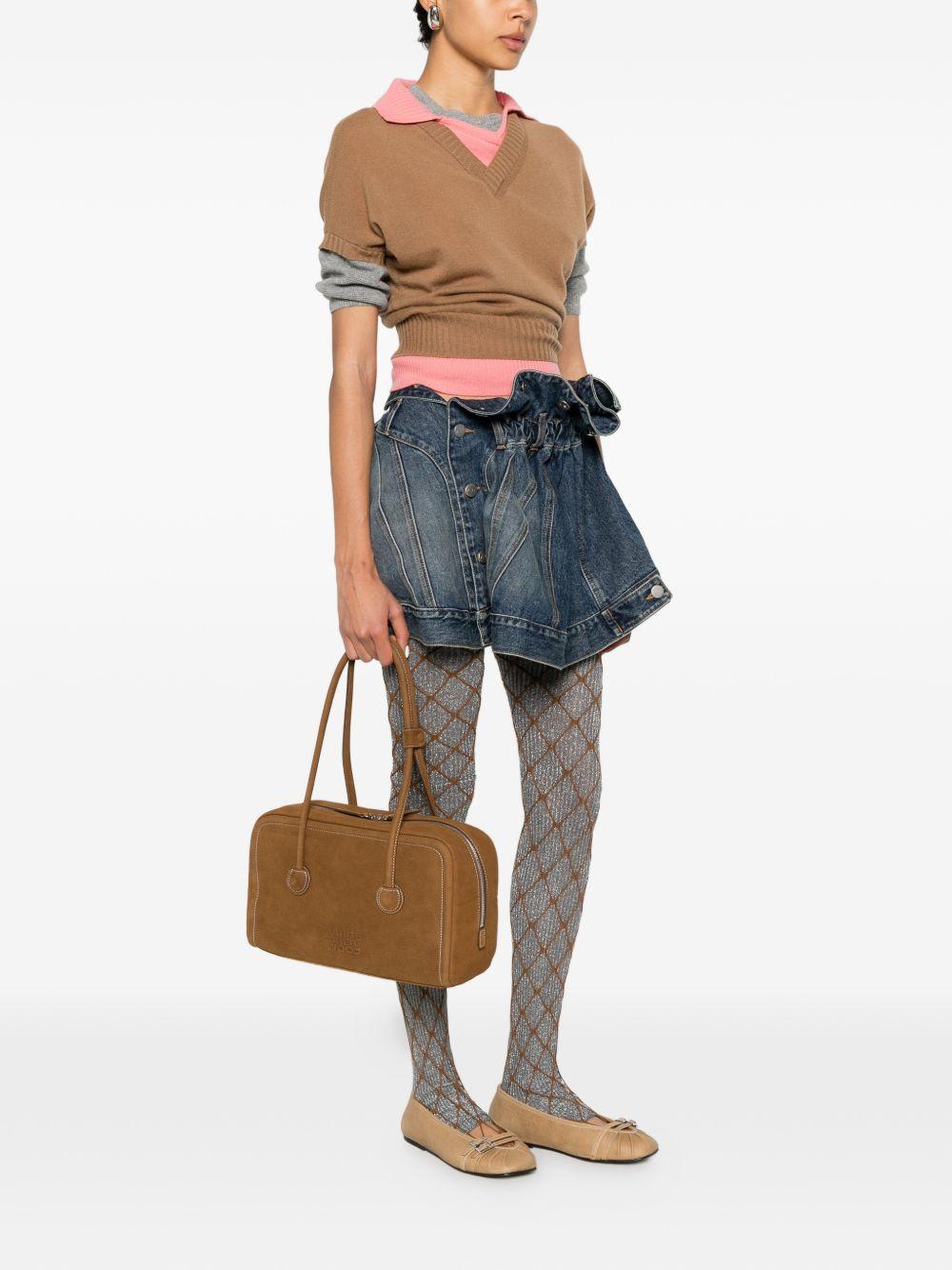MARGESHERWOOD Borsa a spalla Soft Boston in suede marrone 