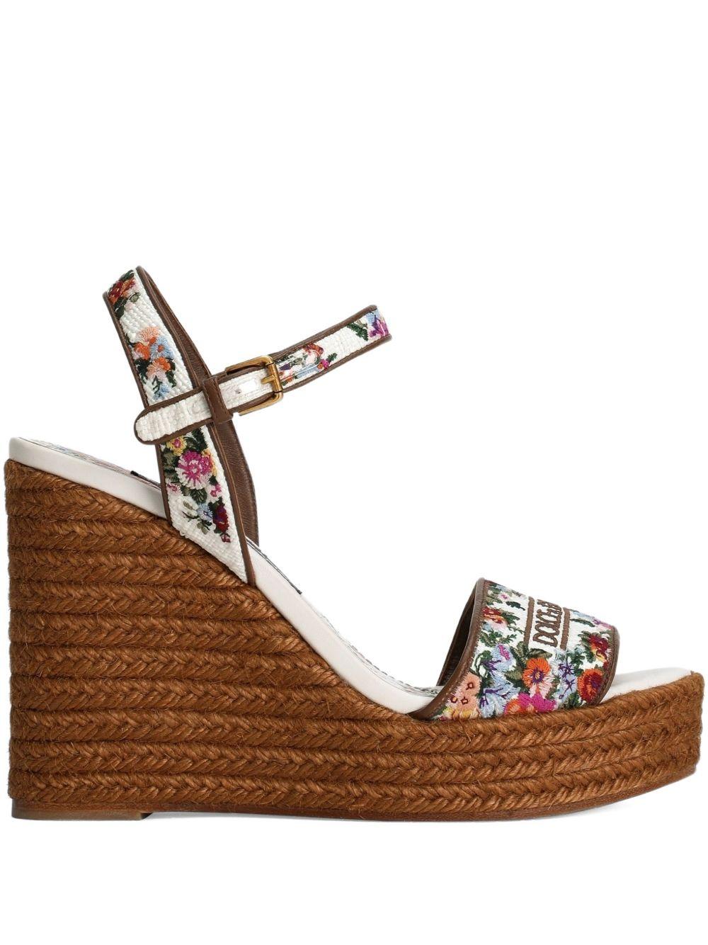 DOLCE e GABBANA Zeppe in rafia con stampa floreale 