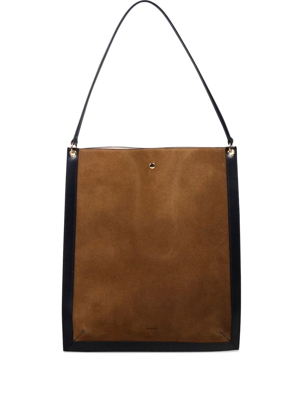 WANDLER Borsa a spalla Penny in suede tabacco 