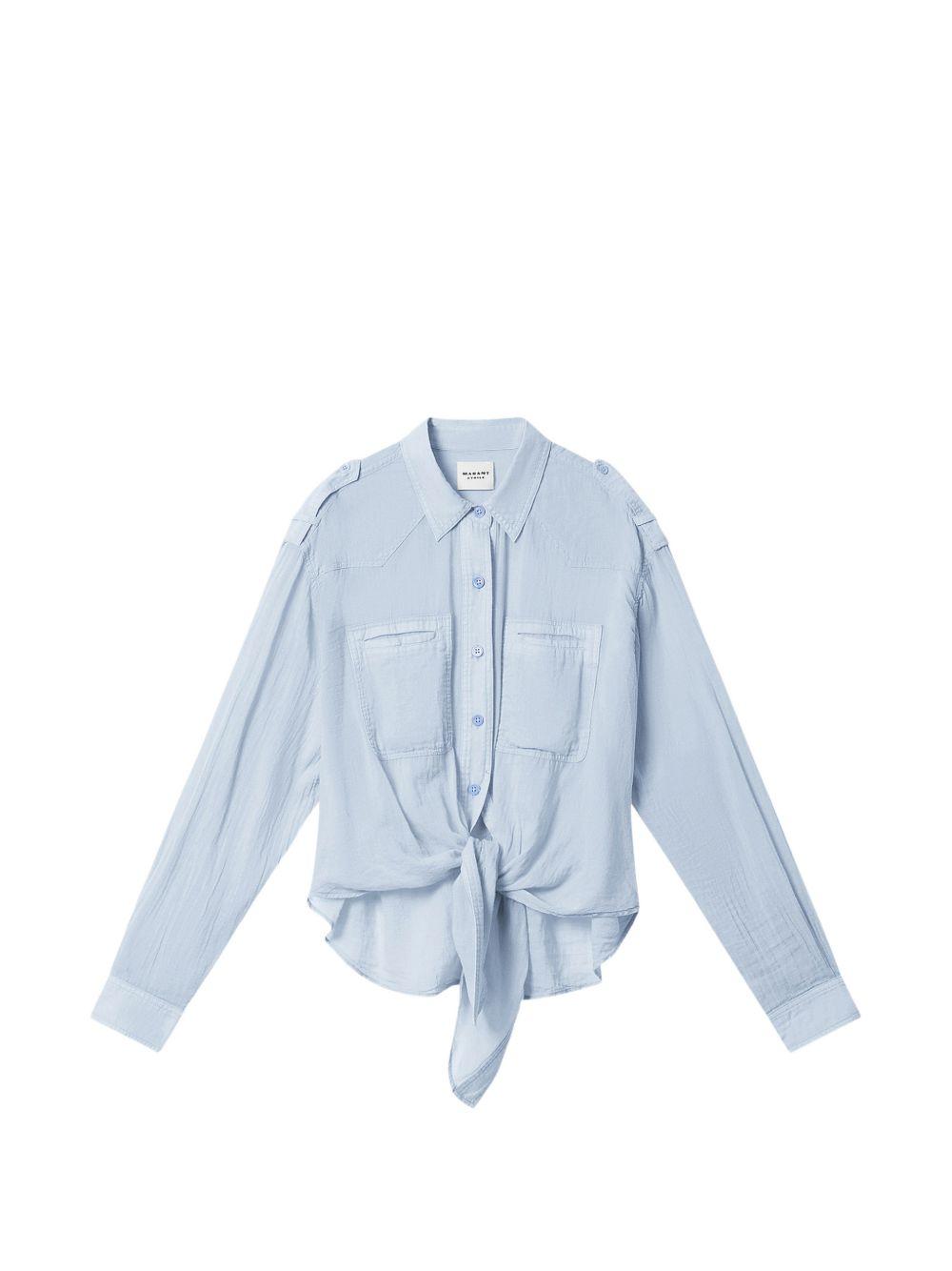 MARANT ETOILE Camicia in cotone celeste con nodo 