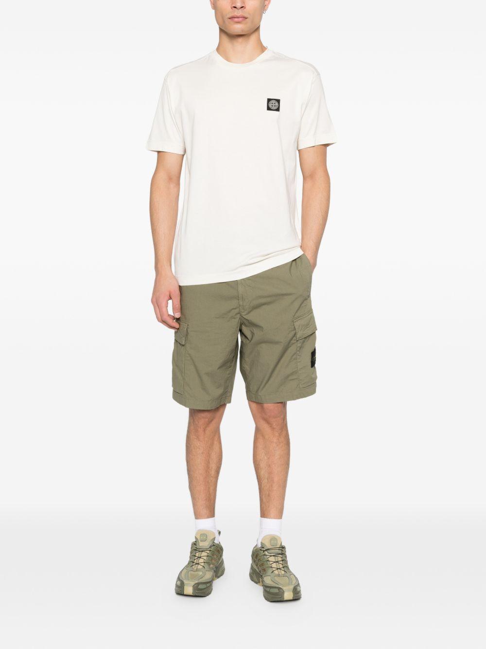 STONE ISLAND Shorts in cotone verde militare 